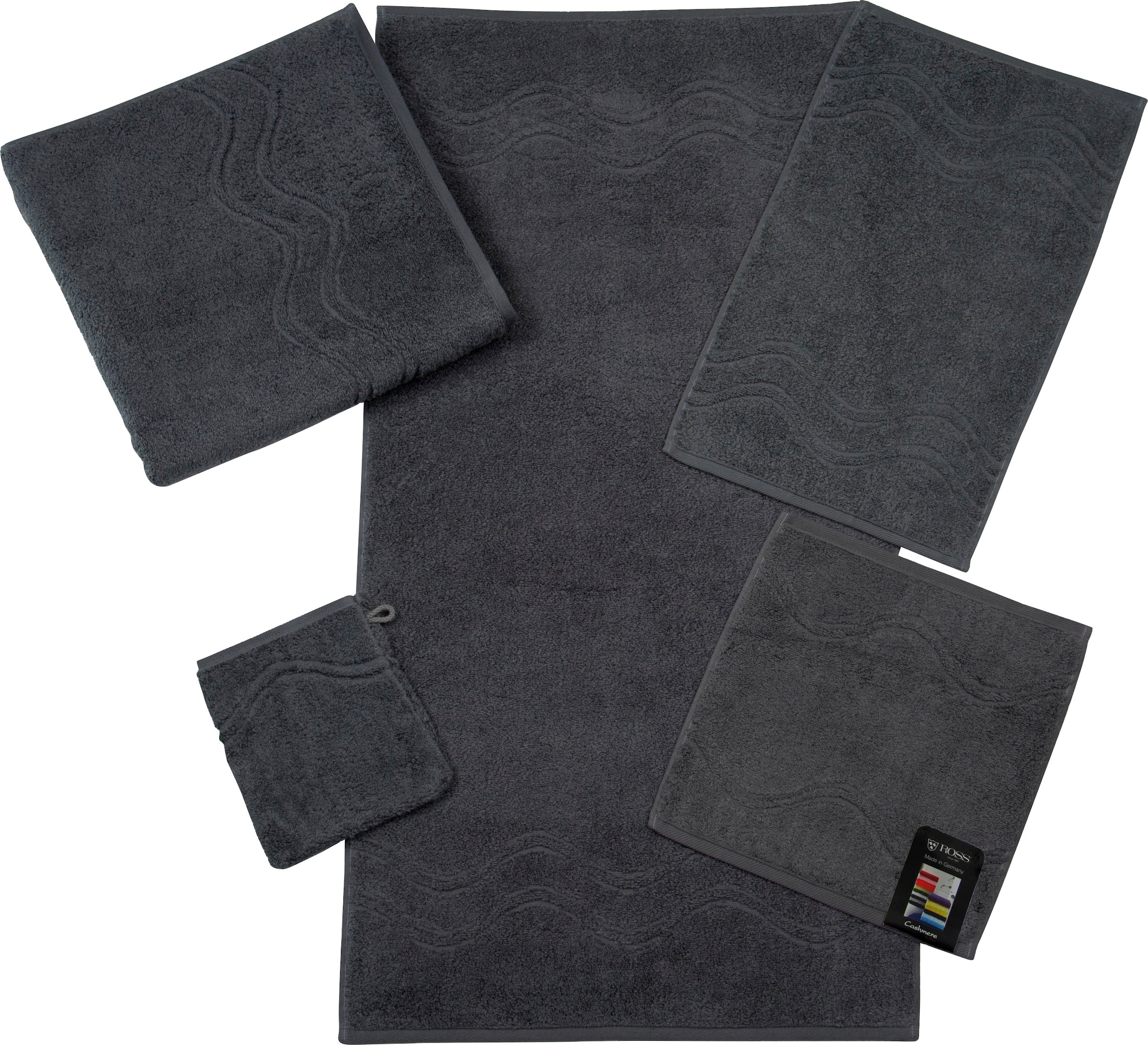 ROSS Handtuch »Cashmere feeling«, (Packung, 2 St.), 100% Baumwolle, mit Wellen-Bordüre, grosse Farbauswahl