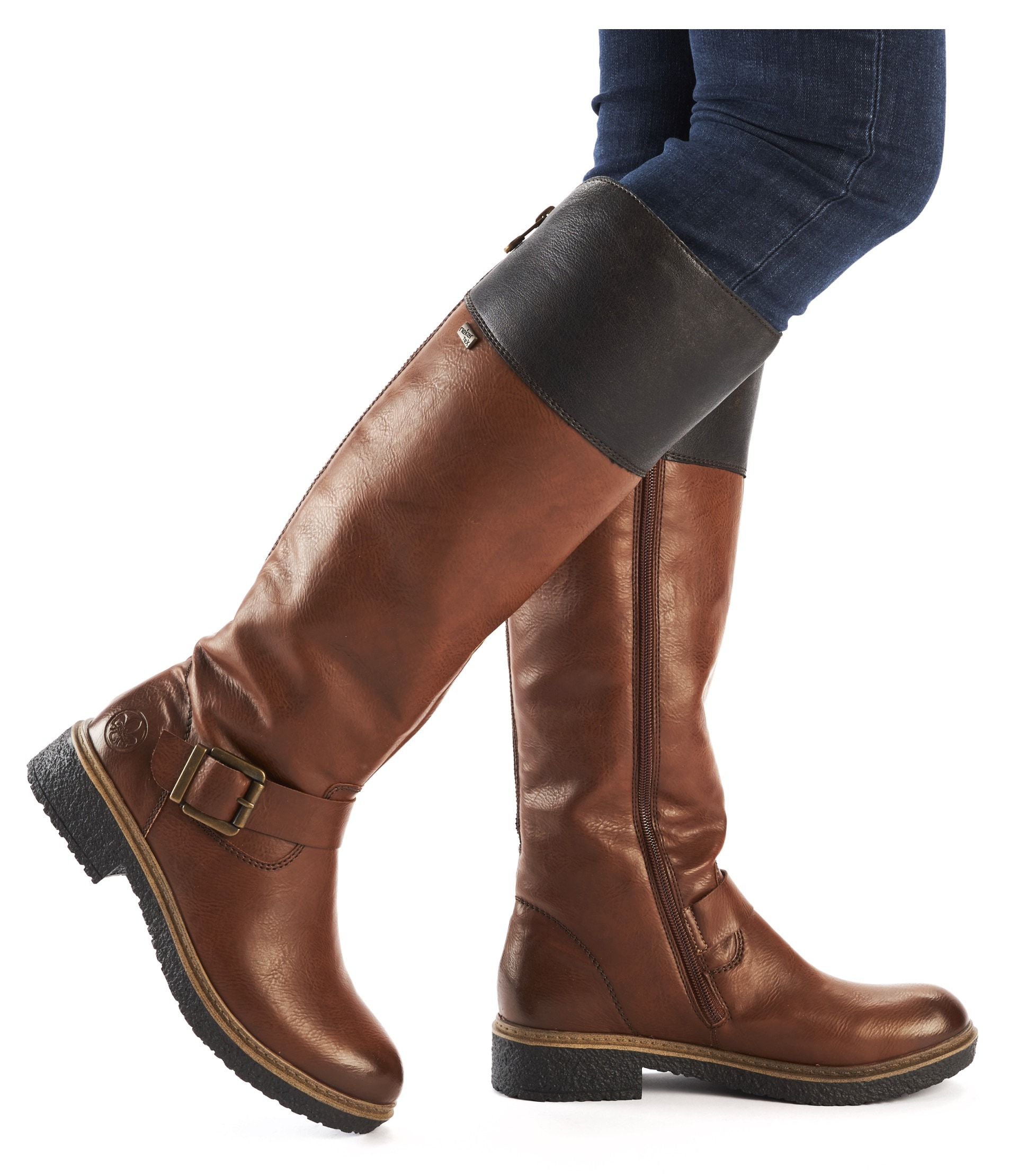 Rieker Winterstiefel, Langschaftstiefel, TEX-Membran, Blockabsatz, Innenreissverschluss