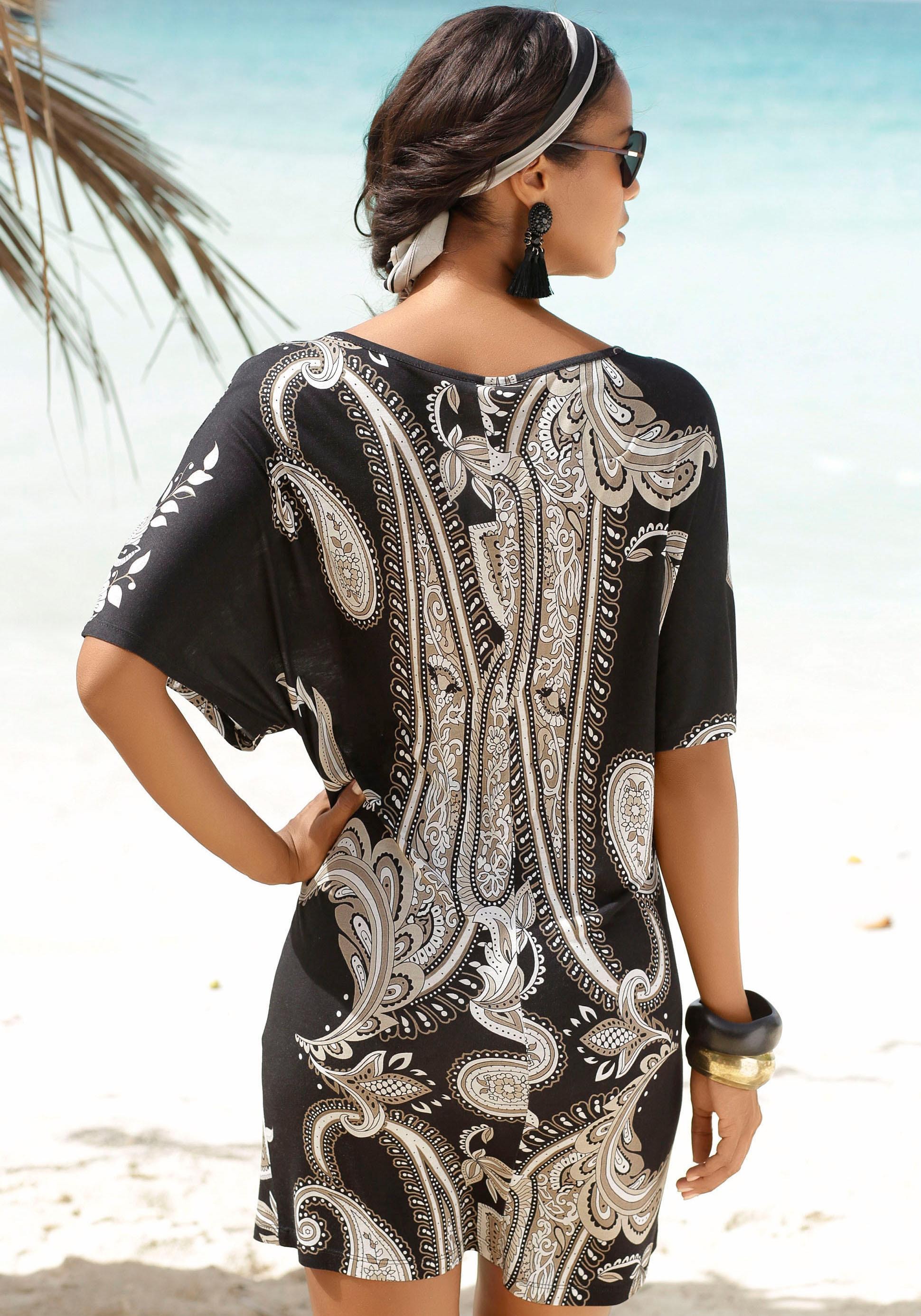 LASCANA Jerseykleid, mit Zierdetail am Ausschnitt, sommerliches Tunikakleid, Strandkleid