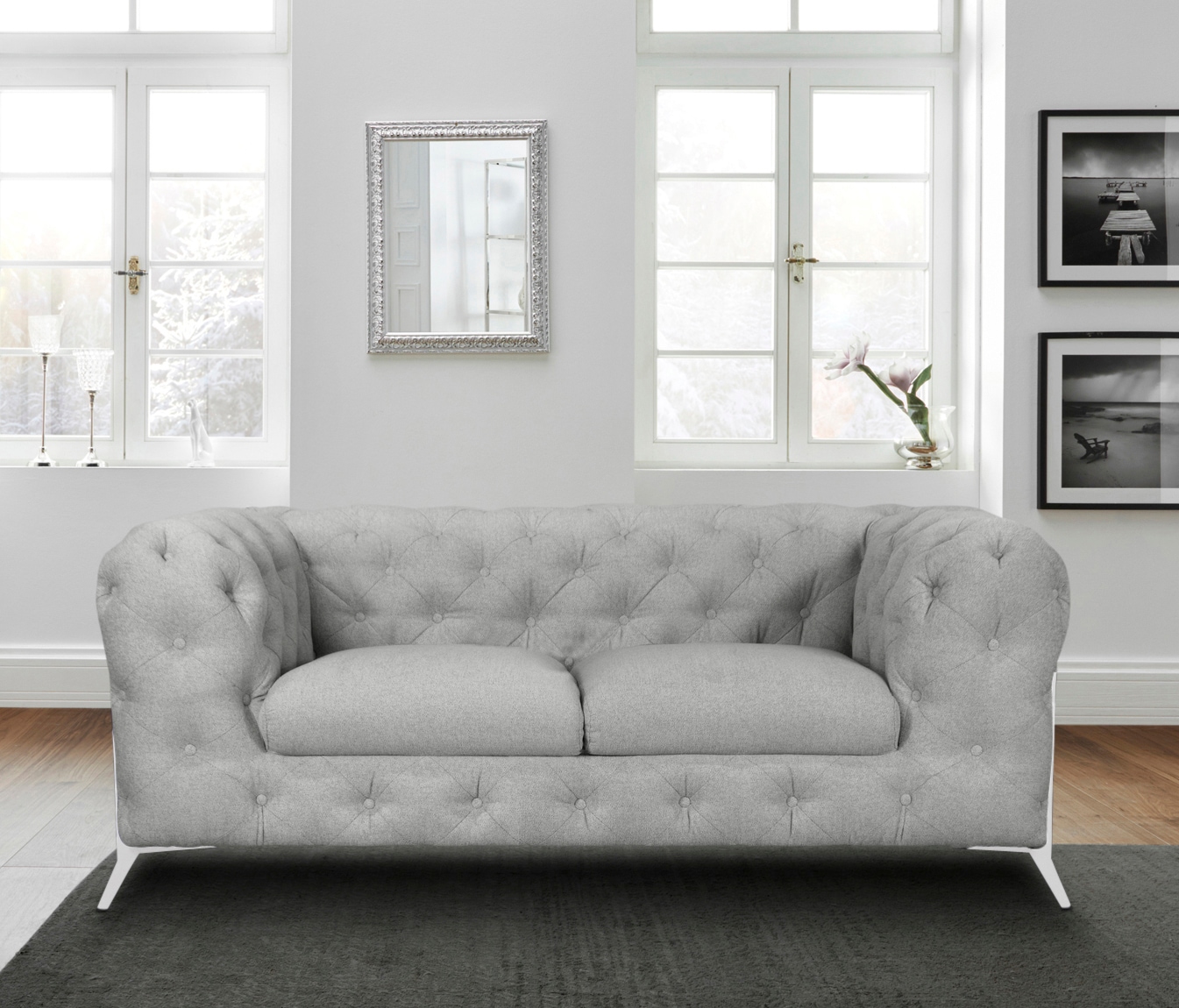 ❤ Leonique Chesterfield-Sofa bestellen moderne Jelmoli-Online Fussfarbe Chesterfield »Amaury«, Knopfheftung, im Optik, aufwändige wählbar Shop