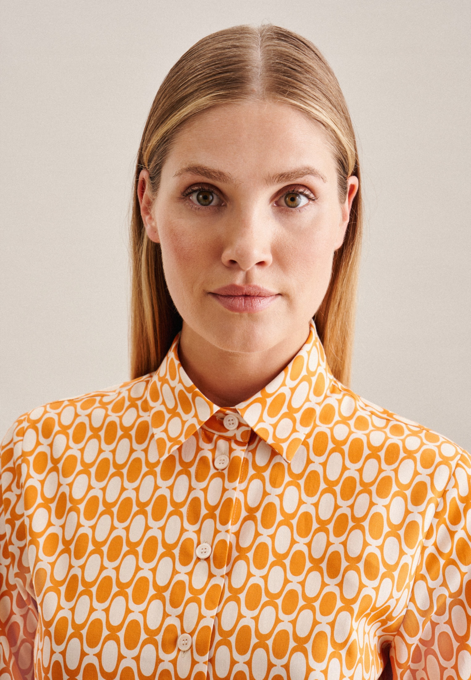 seidensticker Hemdbluse »Schwarze Rose«, Langarm Kragen Geometrische Muster