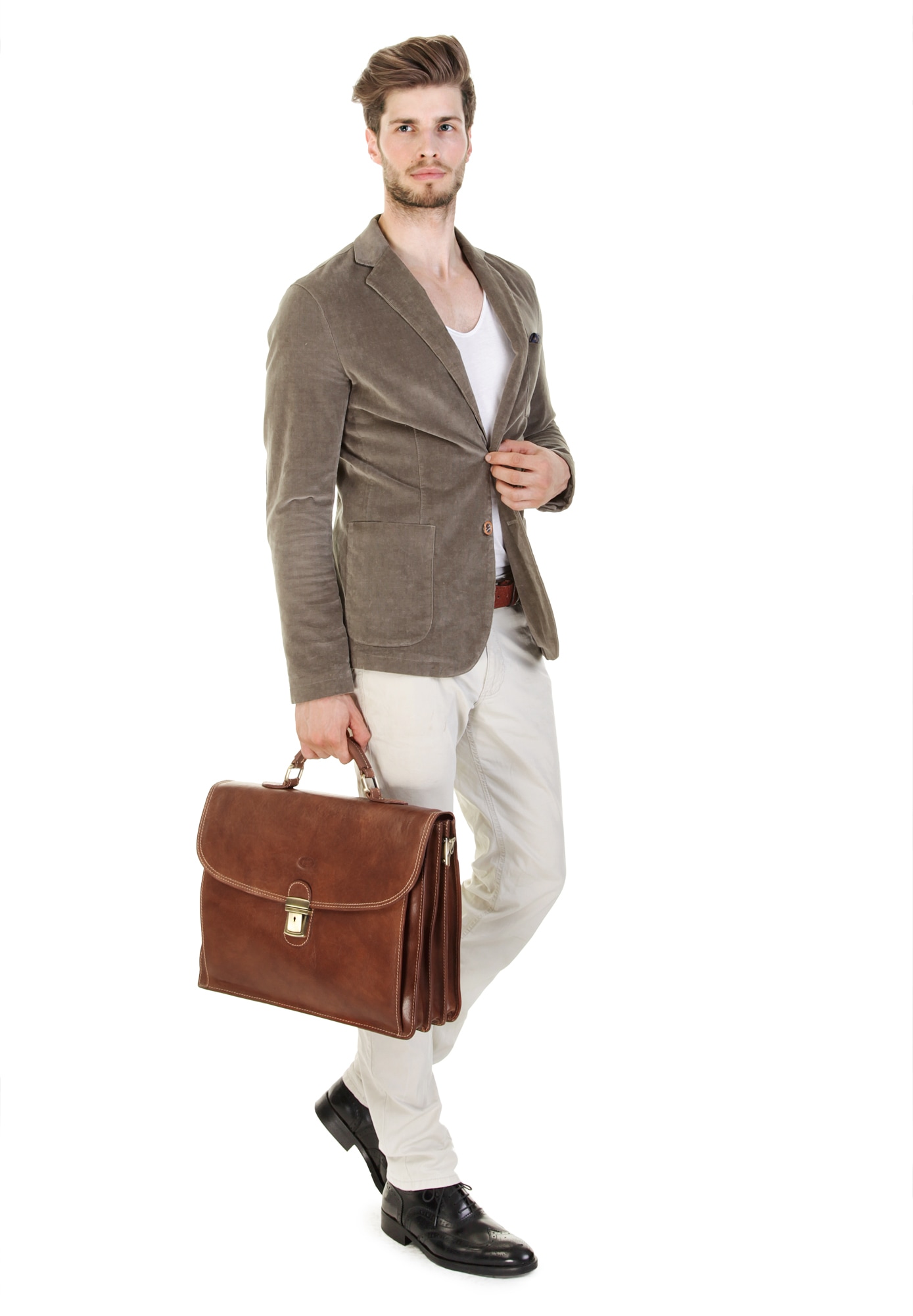 Piké Aktentasche, echt Leder, Made in Italy