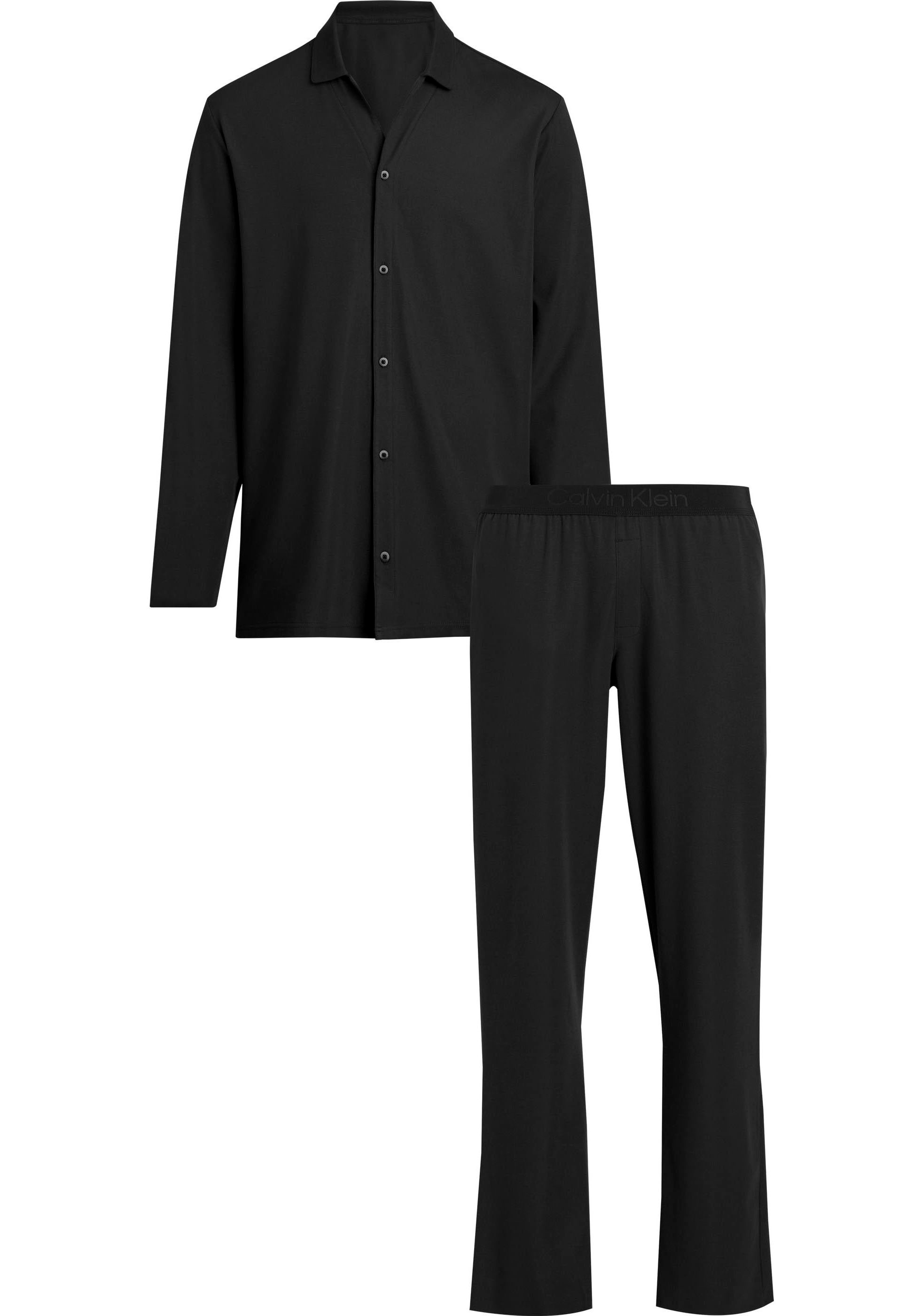 Schlafanzug »L/S PANT SET«, (2 tlg.), mit Knopfleiste