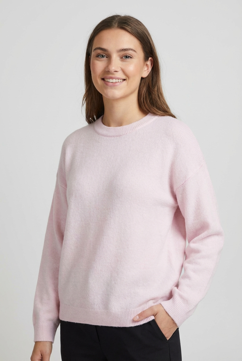 Vila Strickpullover "VILIGA L/S O-NECK KNIT TOP - NOOS" Materialmix, relaxed fit