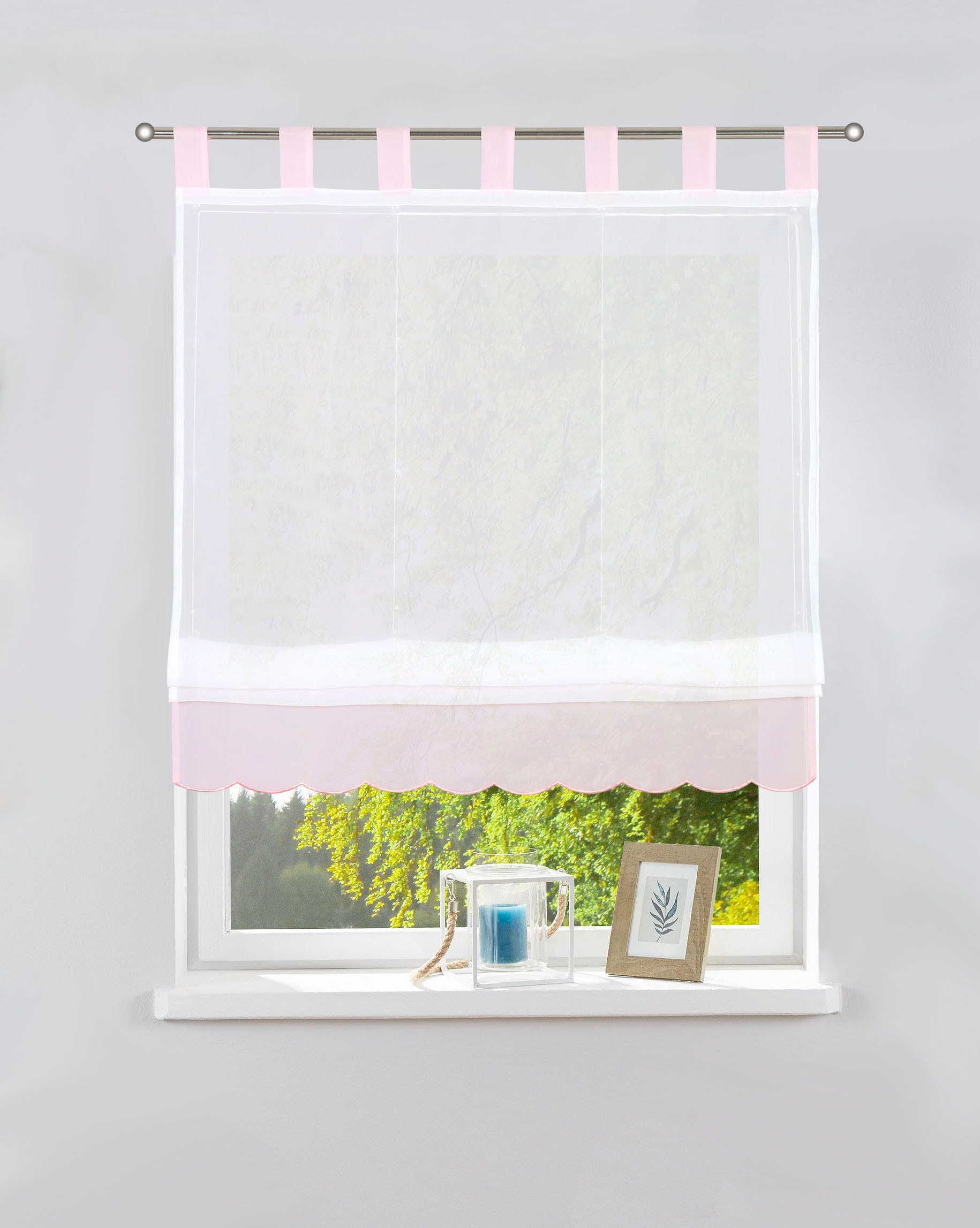 my home Raffrollo Blende, »Xana«, | mit bestickte Wellen, online Transparent, Jelmoli-Versand Schlaufen, pflegeleicht kaufen Polyester