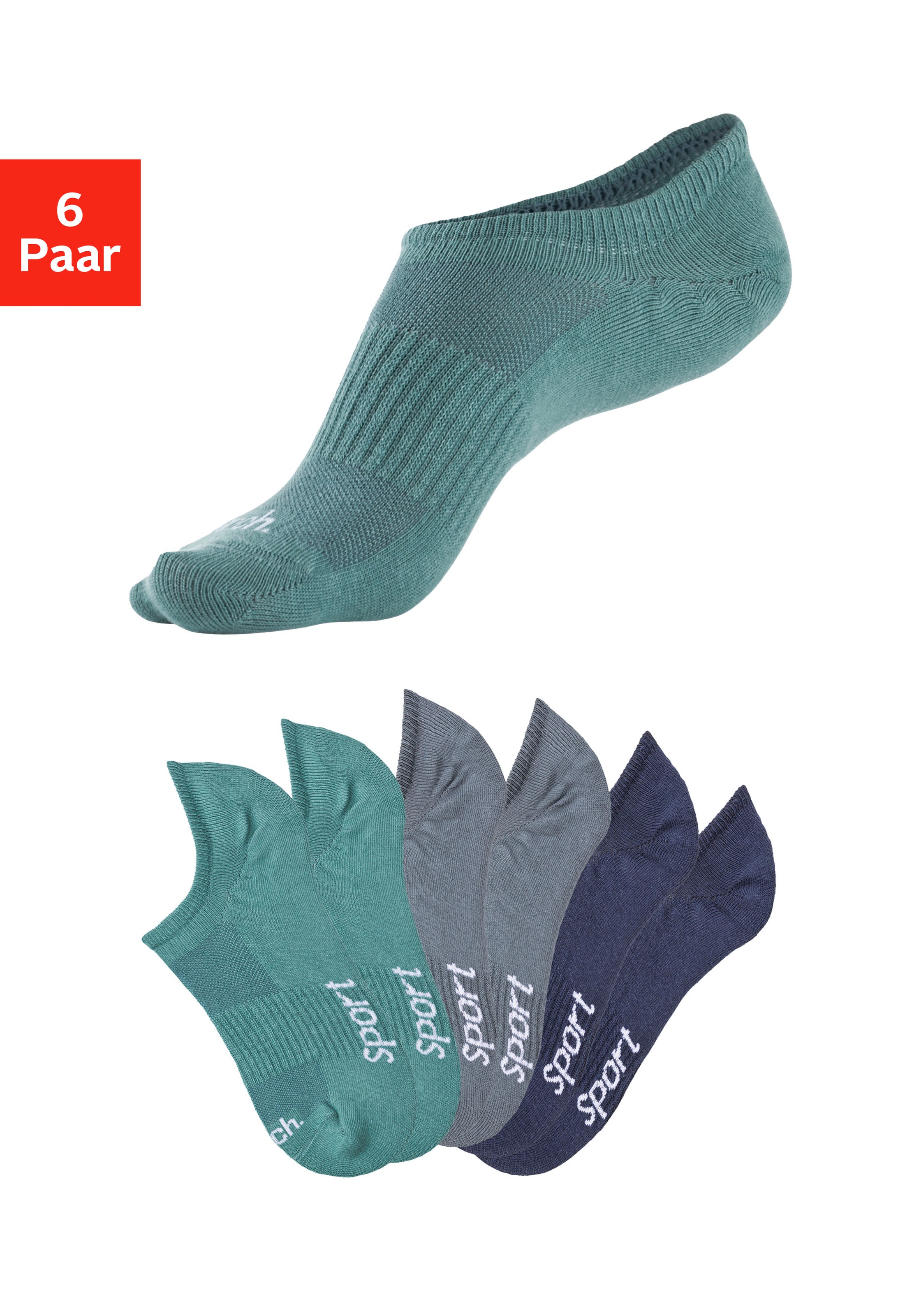 Sneakersocken, (Packung, 6 Paar), nicht sichtbar in Sneakern