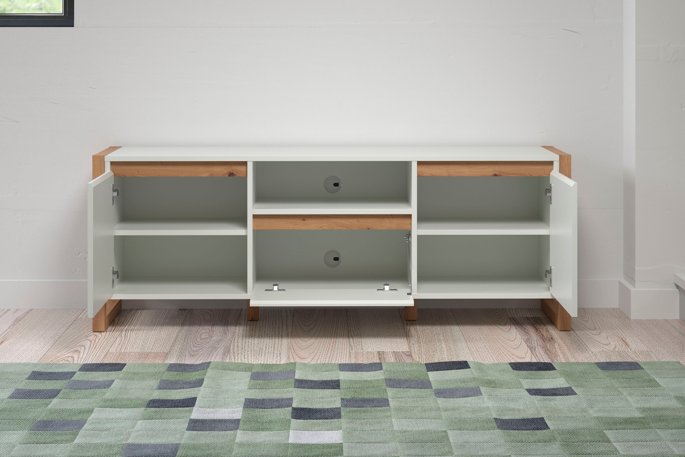 andas Lowboard »Drammen«, TV Schrank, hellbraun / weiss, matt, Breite 150 cm