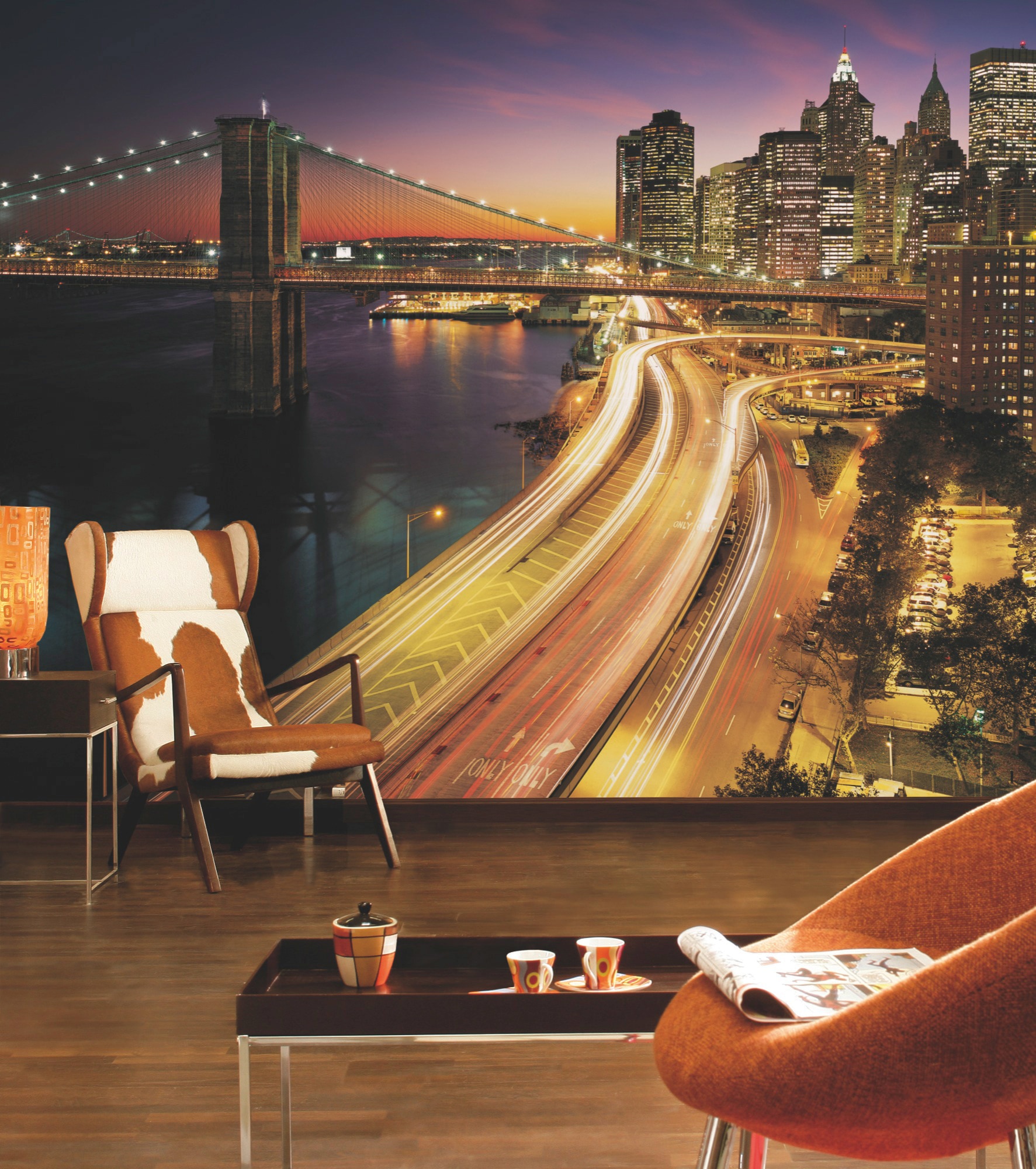 Komar Fototapete »NYC Lights - Grösse 368 x 254 cm«, bedruckt, Wohnzimmer, Schlafzimmer