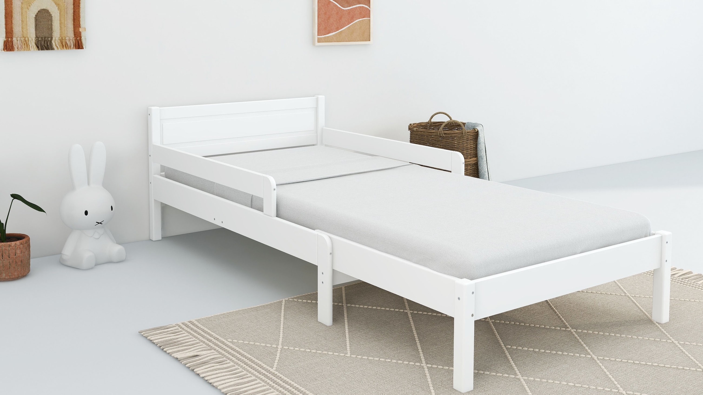 Home affaire Kinderbett »Hero, Massivholzbett, ausziehbar von 140 bis 200 cm, FSC®« 90cm Breite, 140-200cm Liegefläche, massive Kiefer, mit Lattenrost, zeitlose Optik, Rausfallschutz