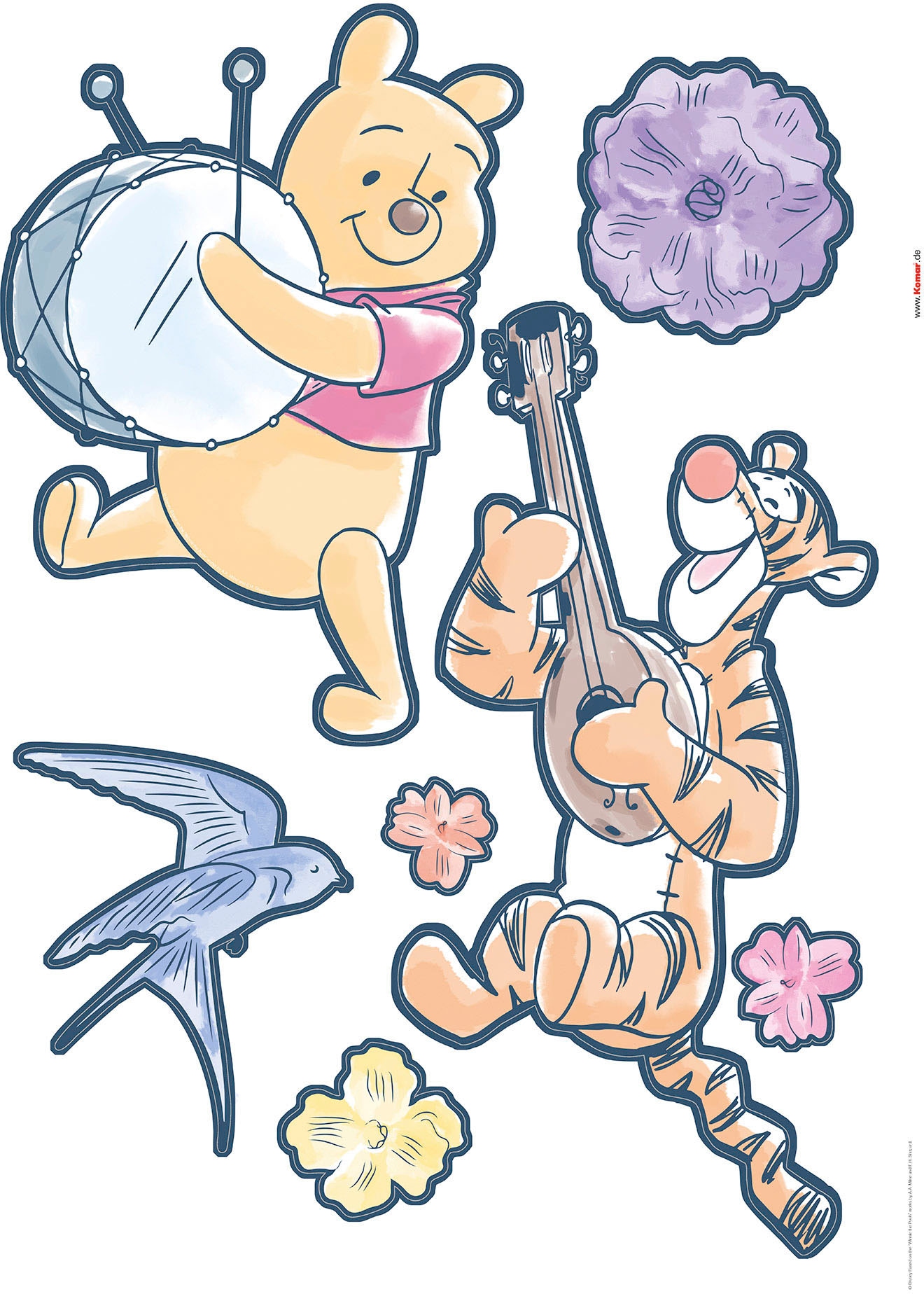 Komar Wandtattoo »Winnie the Pooh Rock-a-bye - Grösse 50 x 70 cm«, (14 St.), selbstklebend, Wandsticker, Kinderzimmer
