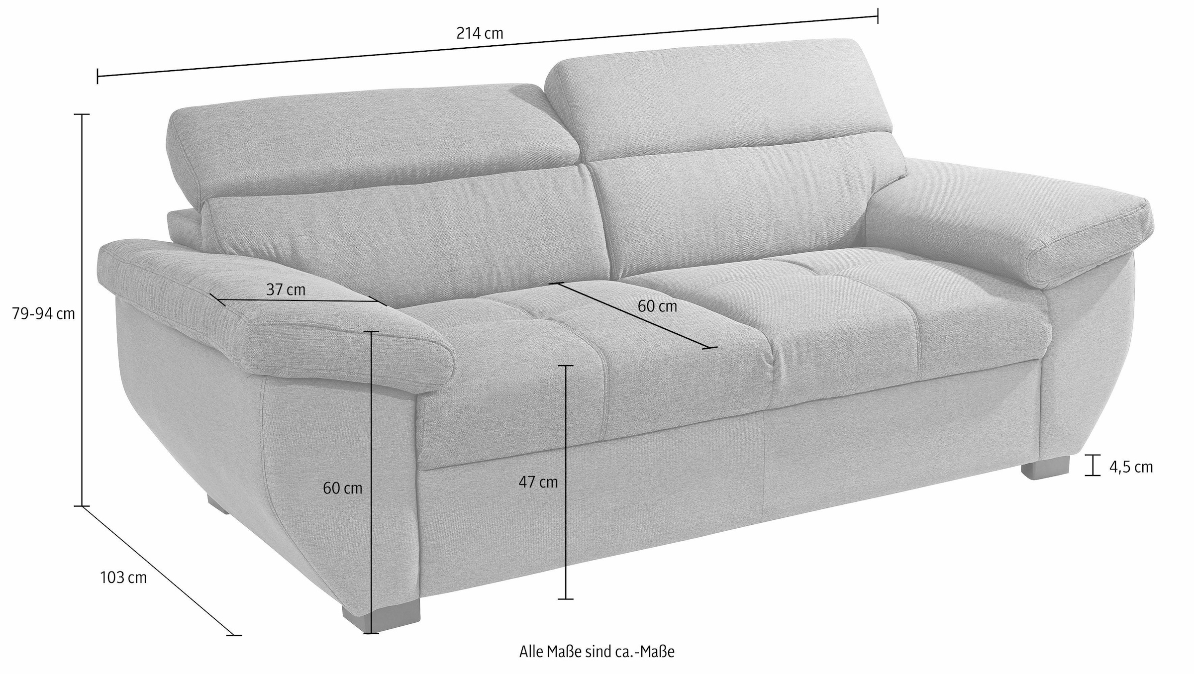 COTTA Polstergarnitur »Speedway«, (Set), Set: bestehend aus 2,5-Sitzer Sofa und Hocker, 2,5-Sitzer