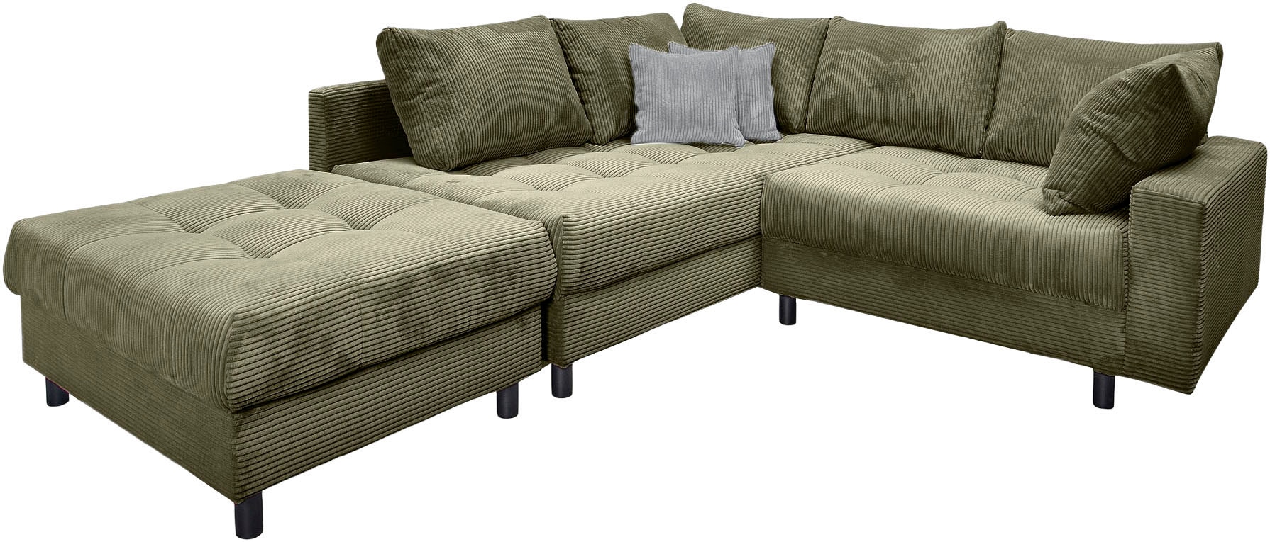 Home affaire Ecksofa »Toni L-Form, B: 215 cm«, mit Hocker & 2 Zierkissen, Federkern