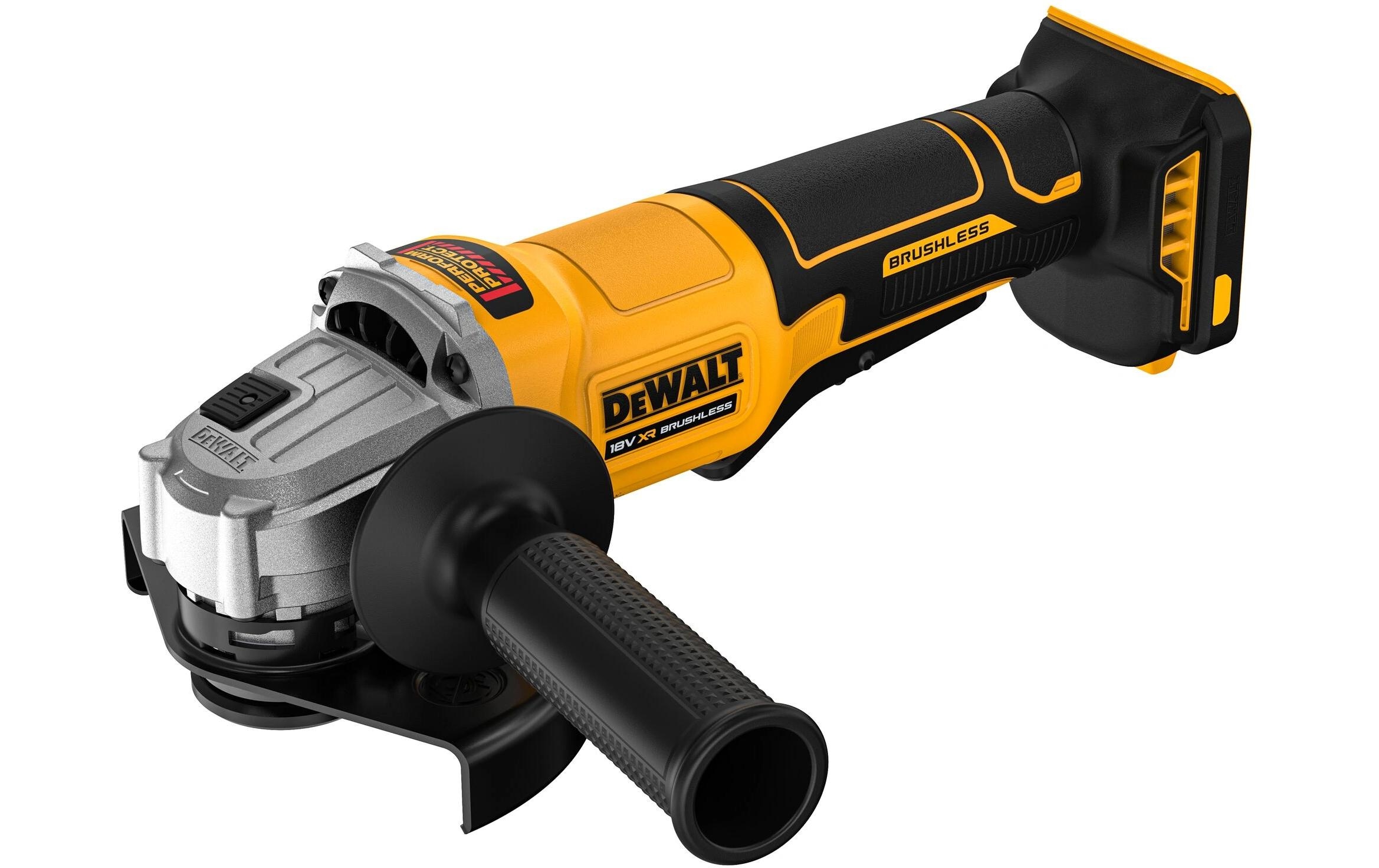 Dewalt, DeWalt Winkelschleifer »18 V DCG408N-XJ Ohne Akku«, gelb, Leistungsstarker bürstenloser Motor für effizientes Arbeiten