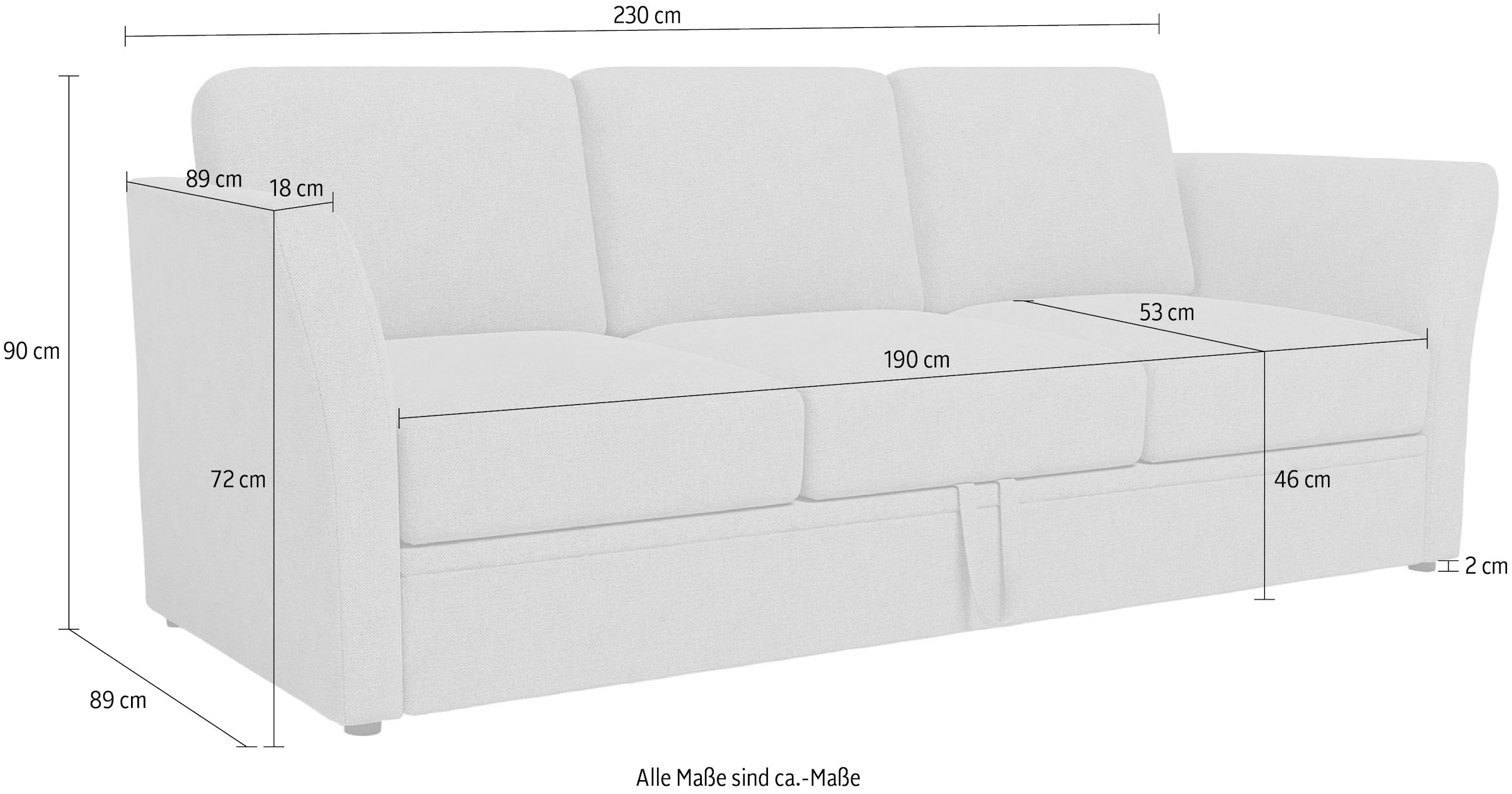 Home affaire 3-Sitzer »Lavars«, mit Bettfunktion, in zwei verschiedenen  Bezugsqualitäten online bestellen | Jelmoli-Versand