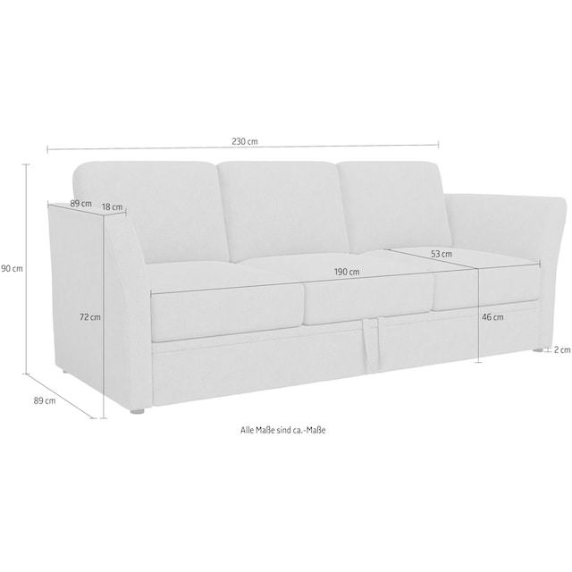 Home affaire 3-Sitzer »Lavars«, mit Bettfunktion, in zwei verschiedenen  Bezugsqualitäten online bestellen | Jelmoli-Versand