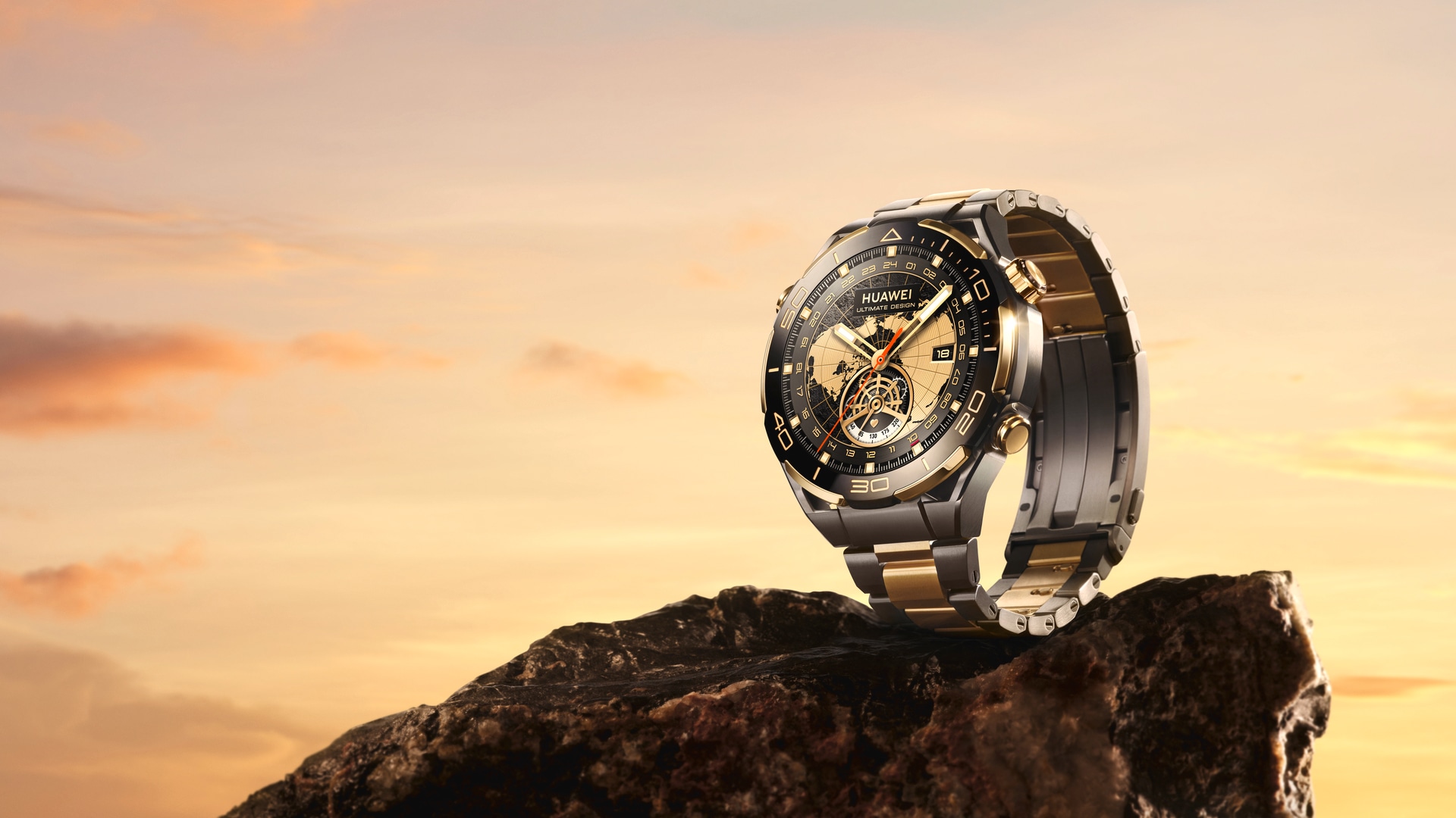 Huawei Smartwatch »WATCH ULTIMATE GOLD«, (3,81 cm / 1,5 Zoll), goldgefasste Keramiklünette, goldenes Armband aus Titanlegierung
