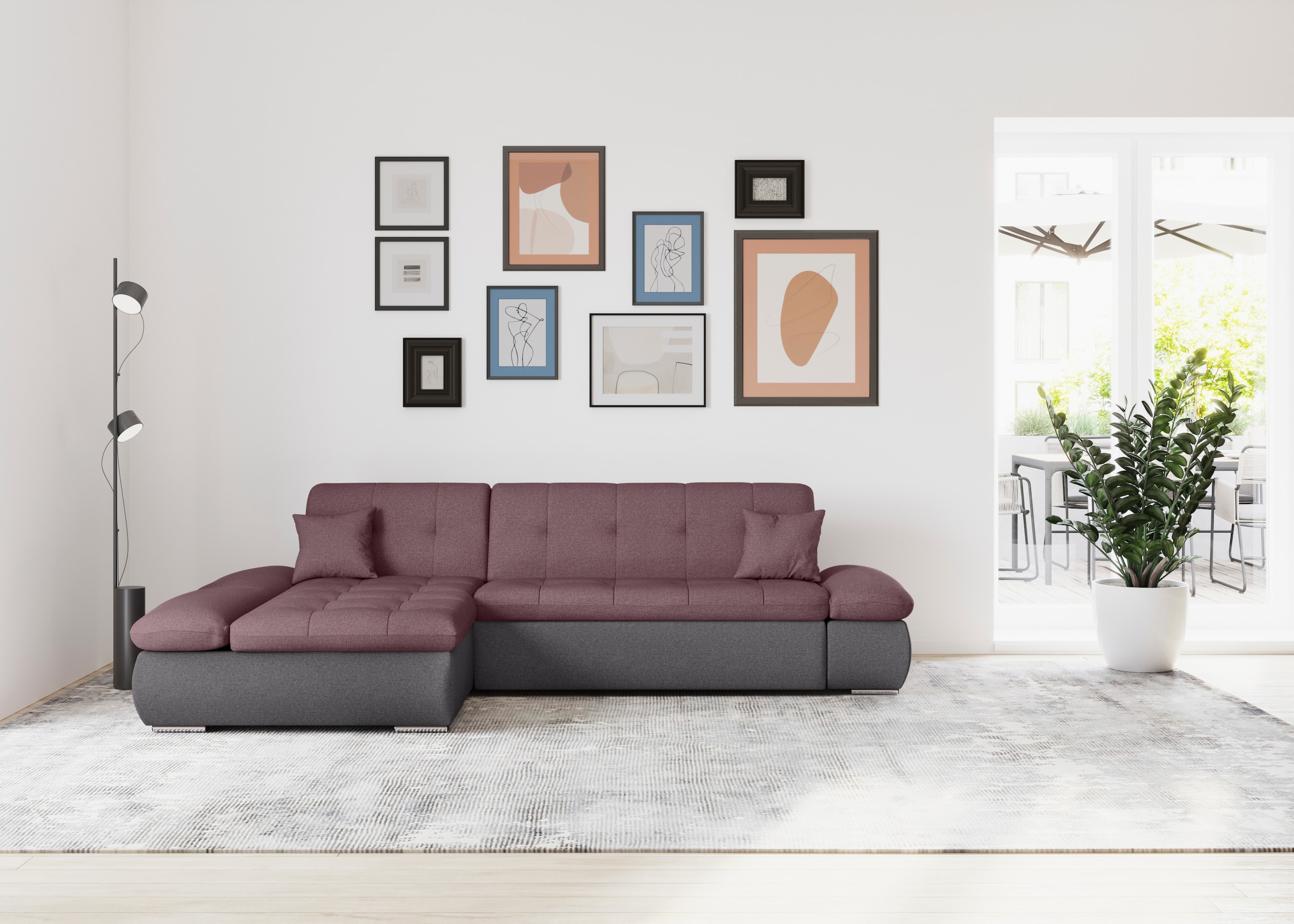 DOMO collection Ecksofa »Moric B/T/H 300/172/80 cm, auch in Cord, L-Form«, XXL-Format, wahlweise auch mit Bettfunktion und Armverstellung