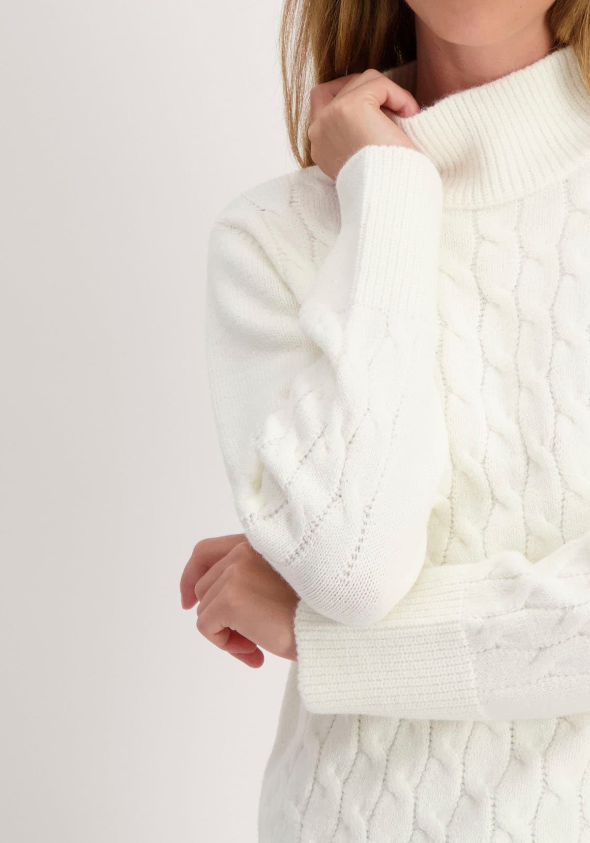 Monari Stehkragenpullover, mit Zopfmuster