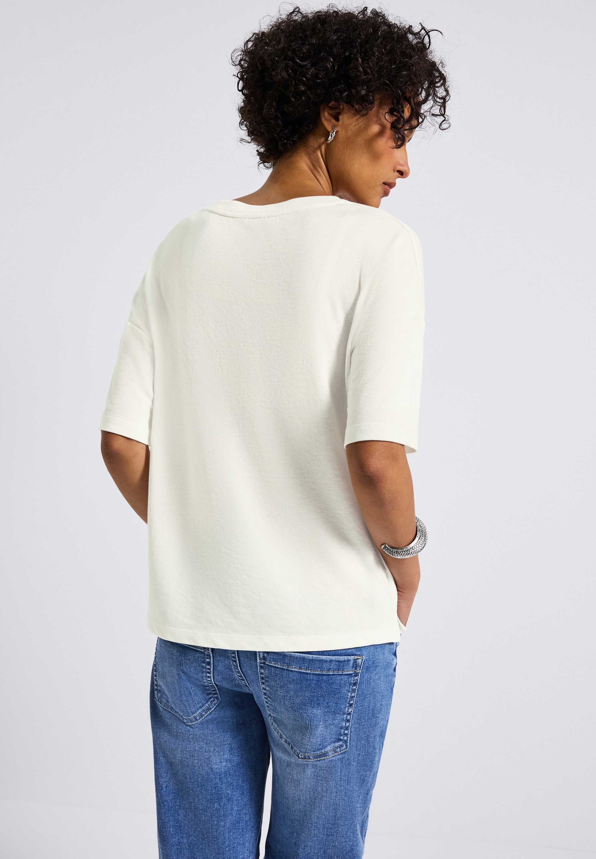 STREET ONE T-Shirt, mit V-Ausschnitt und im Strick-Look
