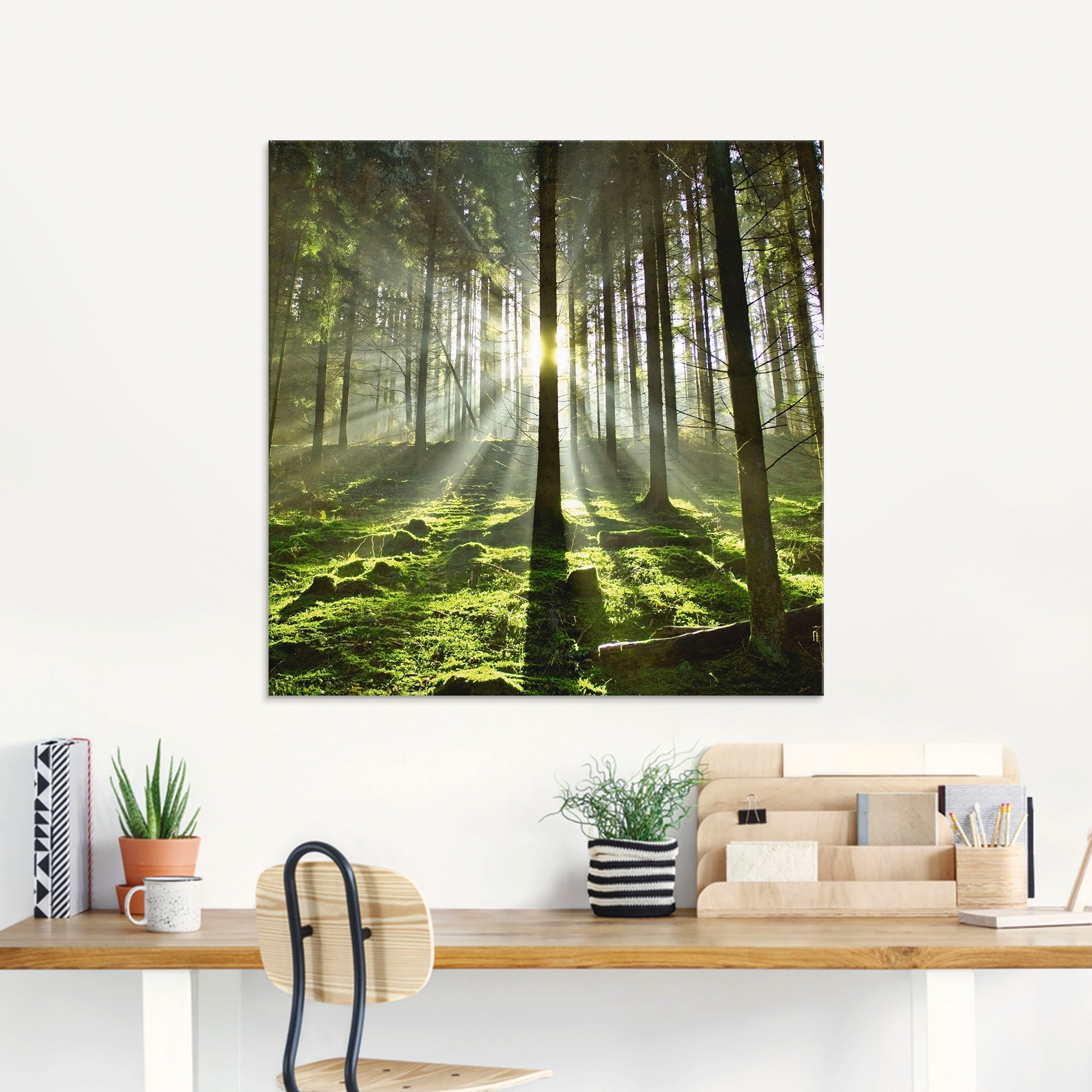 Artland Glasbild »Wald im Gegenlicht«, Wald, (1 St.), in verschiedenen Grössen