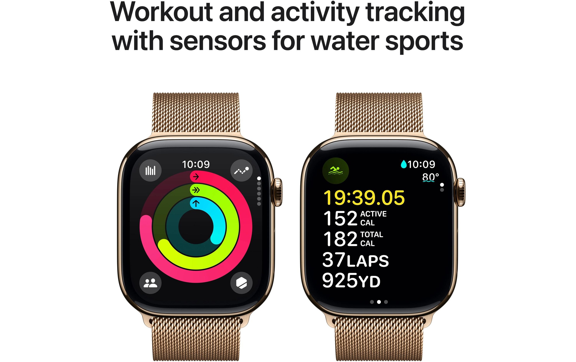 Apple Watch Series 10 Titan, 46 mm, GPS + Cellular, Milanese Loop M/L, Goldfarben