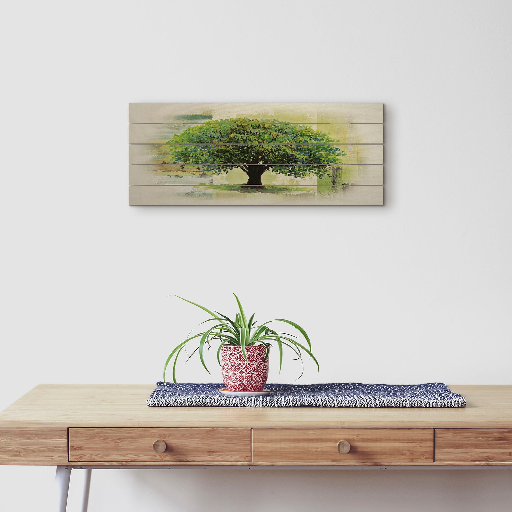 Artland Holzbild »Frühlingsbaum auf abstraktem Hintergrund«, Baumbilder, (1 St.)