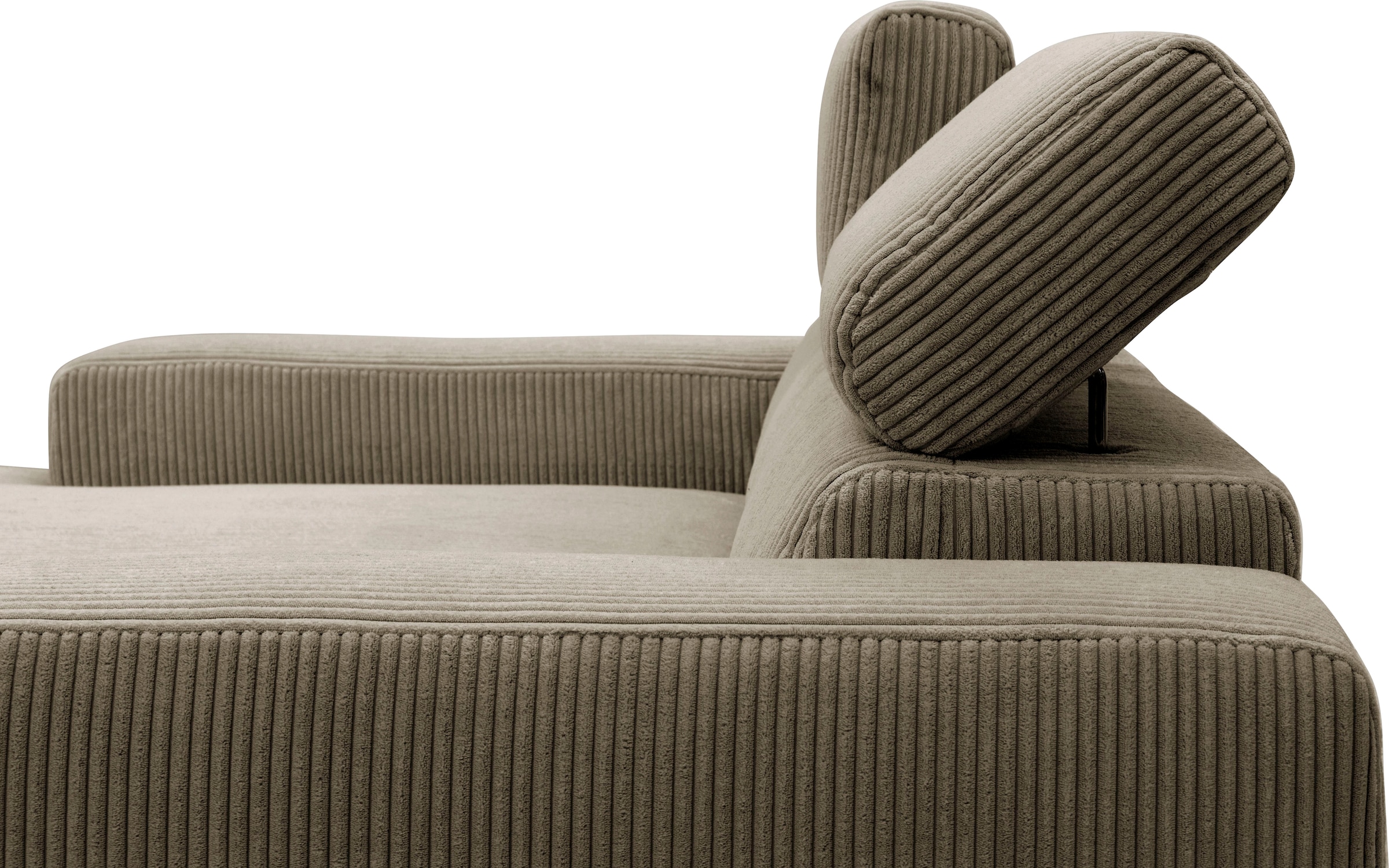 DOMO collection Ecksofa »Brandon B/T: 214/100 cm, belastbar bis 140kg/ Sitz, L-Form«, Cord, schlamm