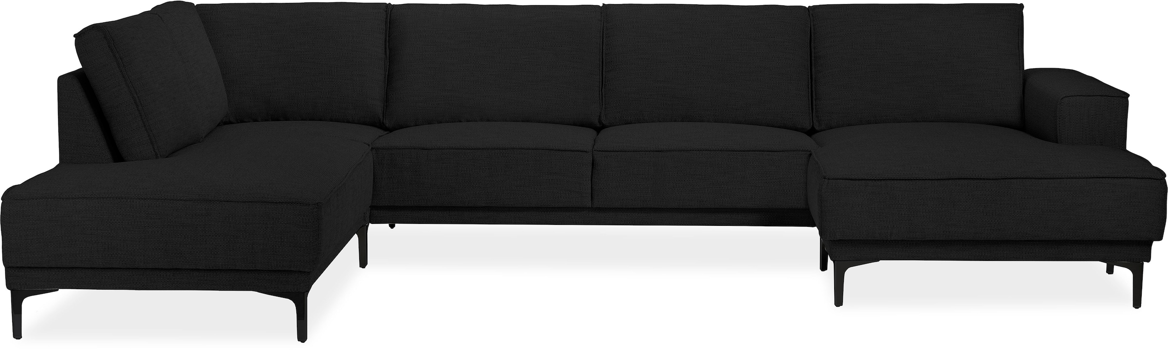 Places of Style Wohnlandschaft »XXL Sofa Oland, Struktur, Flachgewebe, Luxus-Microfaser, Boucle«, U-Form, 345 cm, Wellenunterfederung, Skandi-Design, Metallfüsse