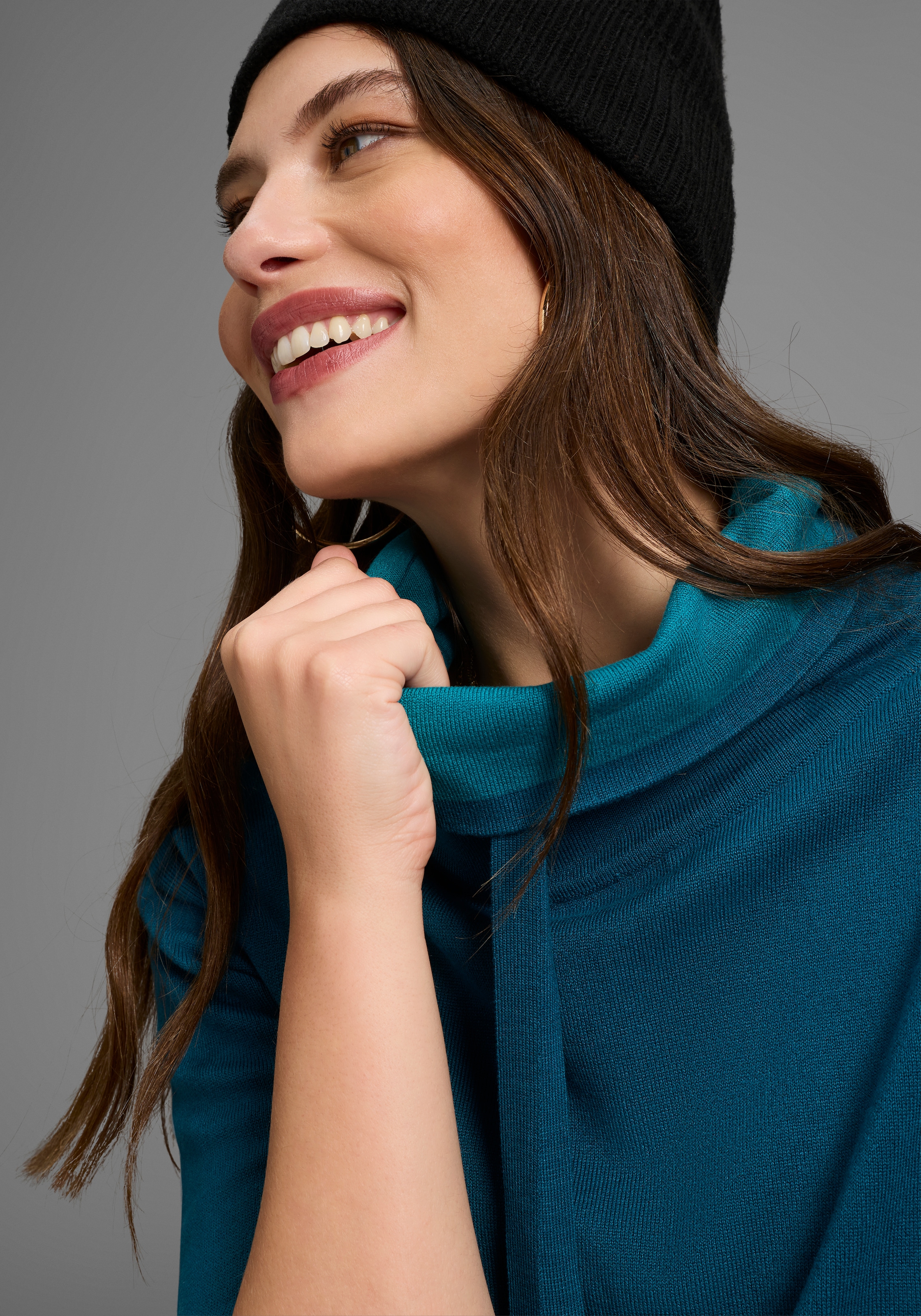 Laura Scott Schalkragenpullover, mit Bindeband