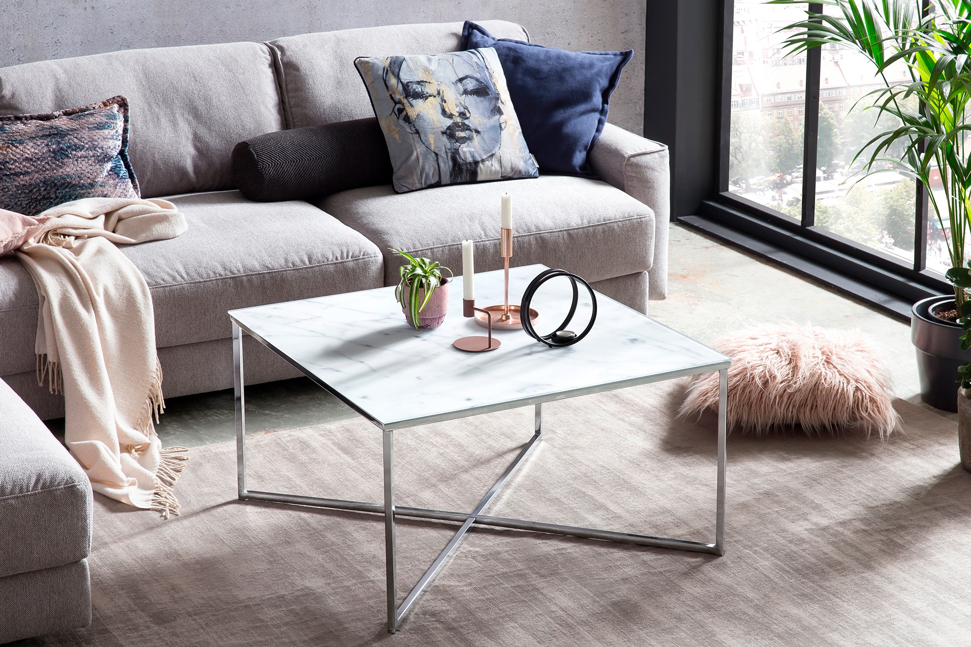 SalesFever Couchtisch "Caorle Coffeetable im eleganten Stil" Eleganz trifft Funktion: Tischplatte in Marmoroptik