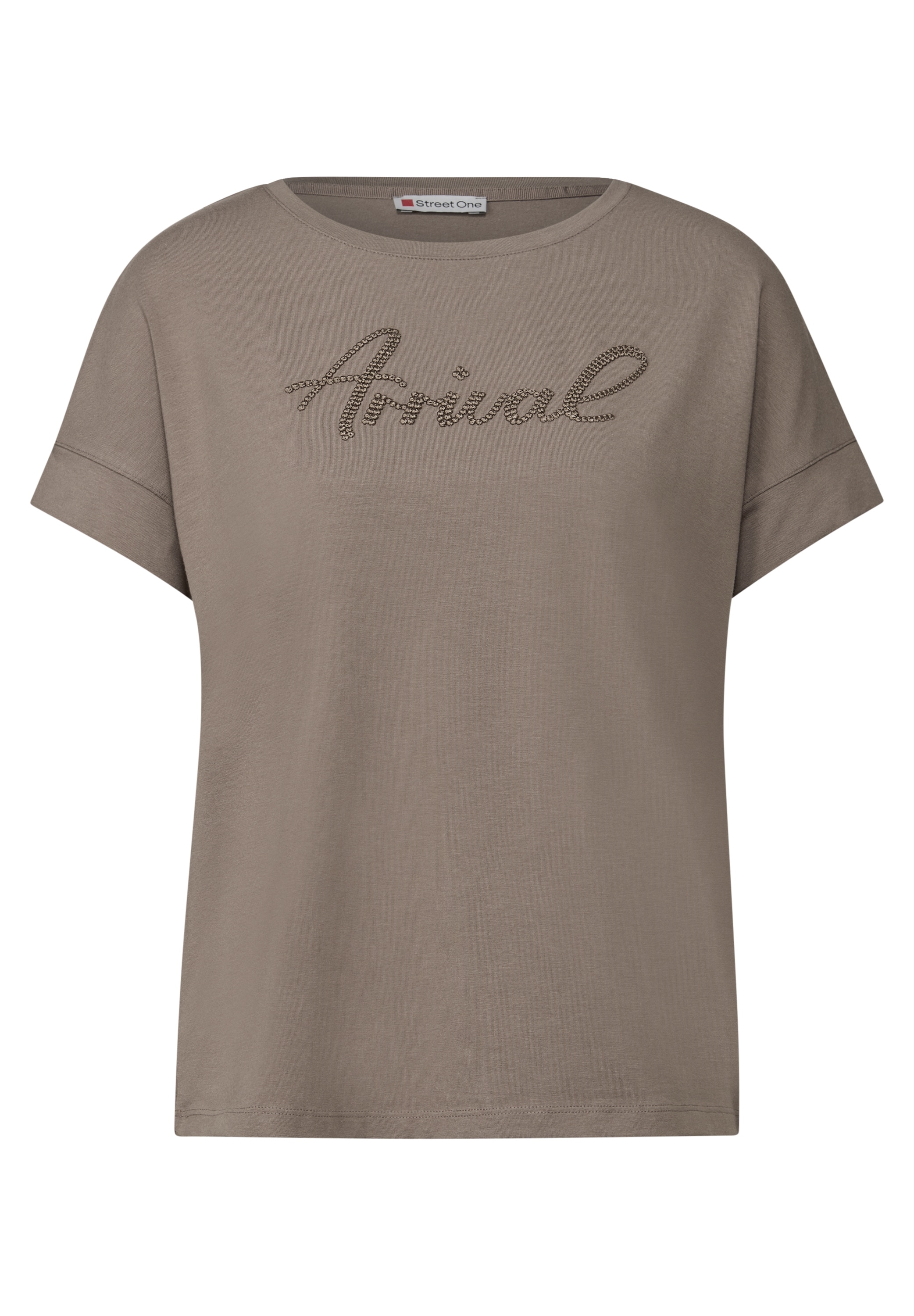 STREET ONE Shirttop, mit Wording-Stickerei