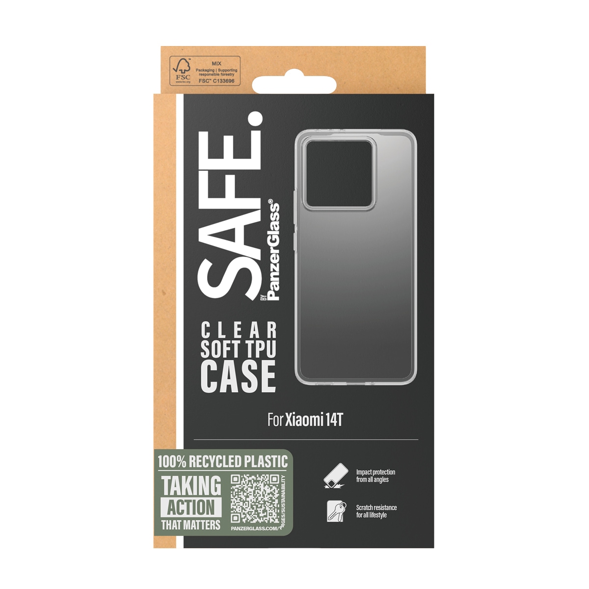 SAFE by PanzerGlass Handyhülle »Soft TPU Case für Xiaomi 14T«, Backcover, Schutzhülle, Handyschutzhülle, Case, Schutzcase, stossfest