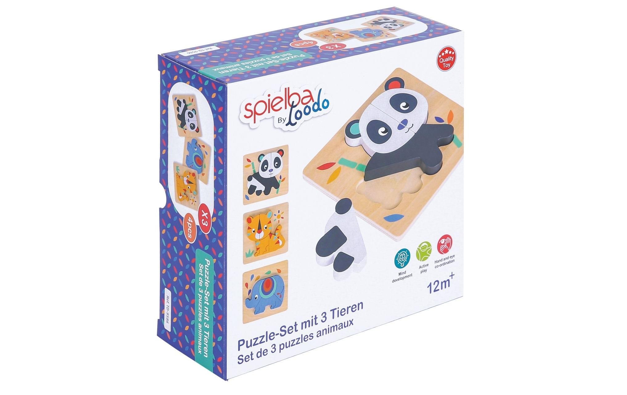 Spielba Lernspielzeug »Puzzle-Set mit Panda, Elefant, Giraffe«