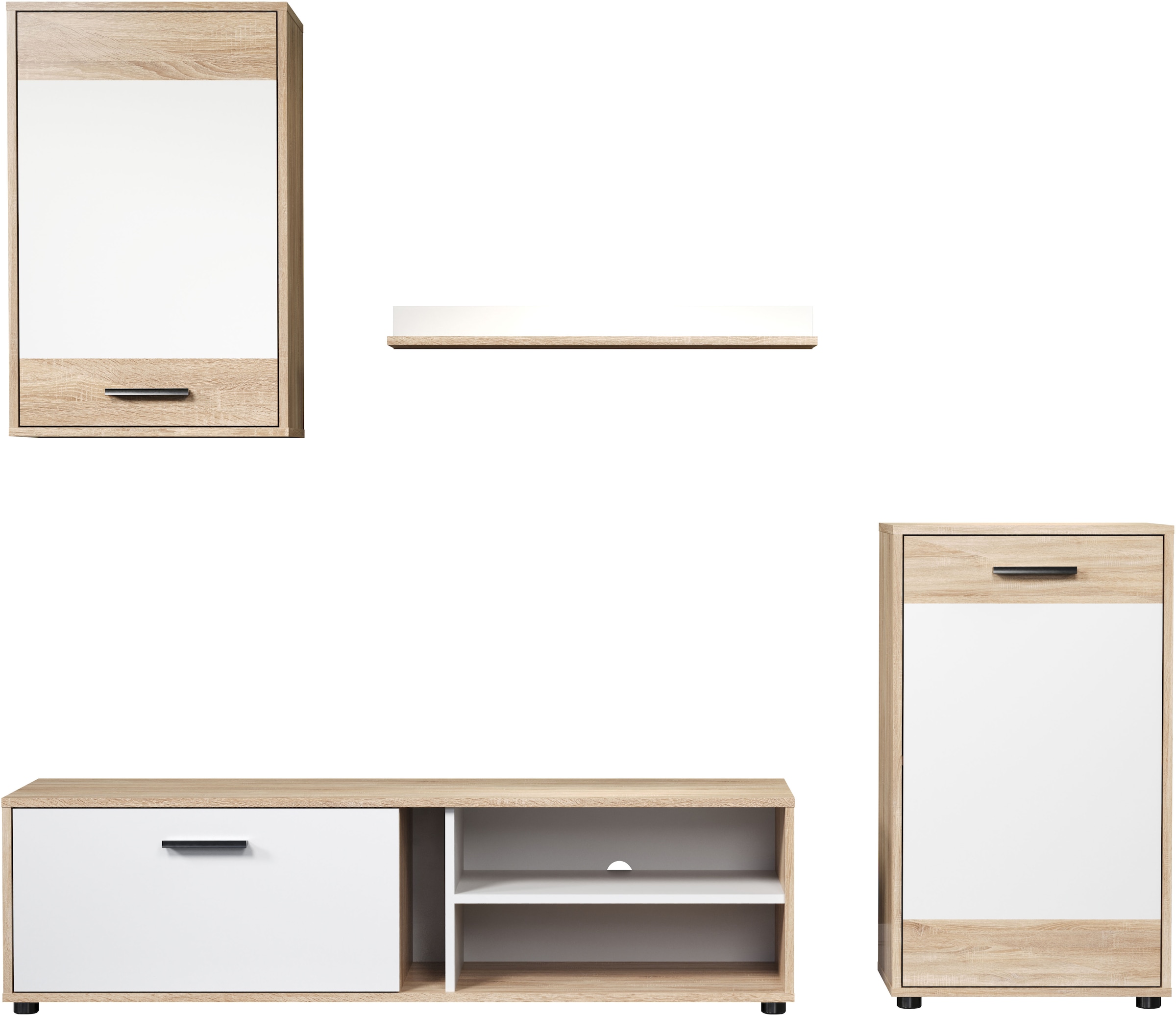 INOSIGN Wohnwand »Valetta«, (Komplett-Set, 4 St.), inkl. Lowboard, Hängeschrank, Wandboard und Highboard