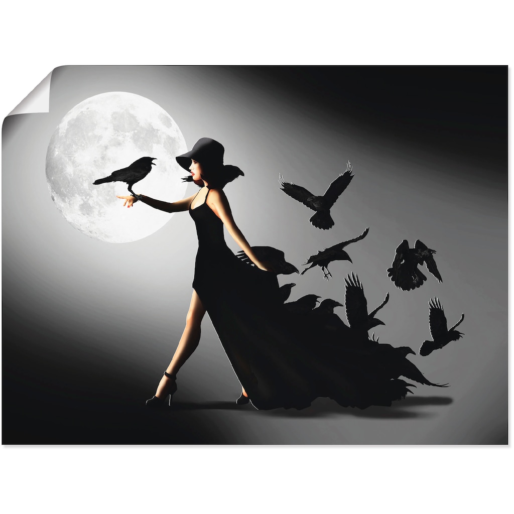 Artland Wandbild »Die Frau mit den Raben«, Animal Fantasy, (1 St.)