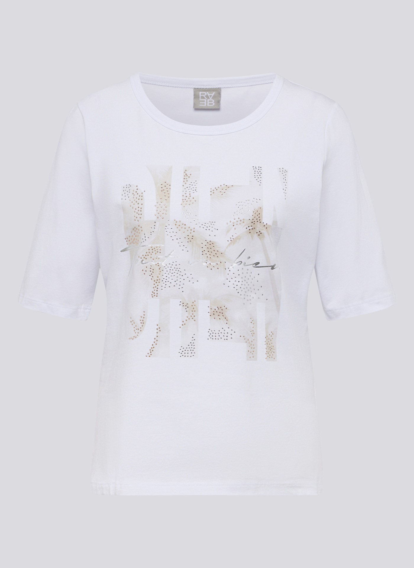 Rabe Rundhalsshirt, mit Glitzer-Print und Stretch