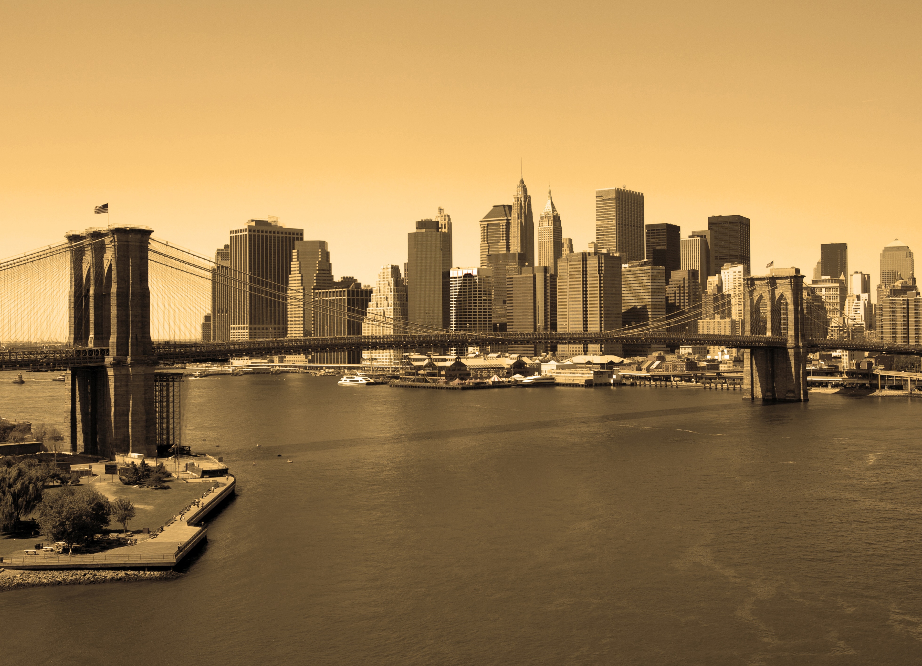 Papermoon Fototapete »Brooklyn Bridge in Sepia« glatt