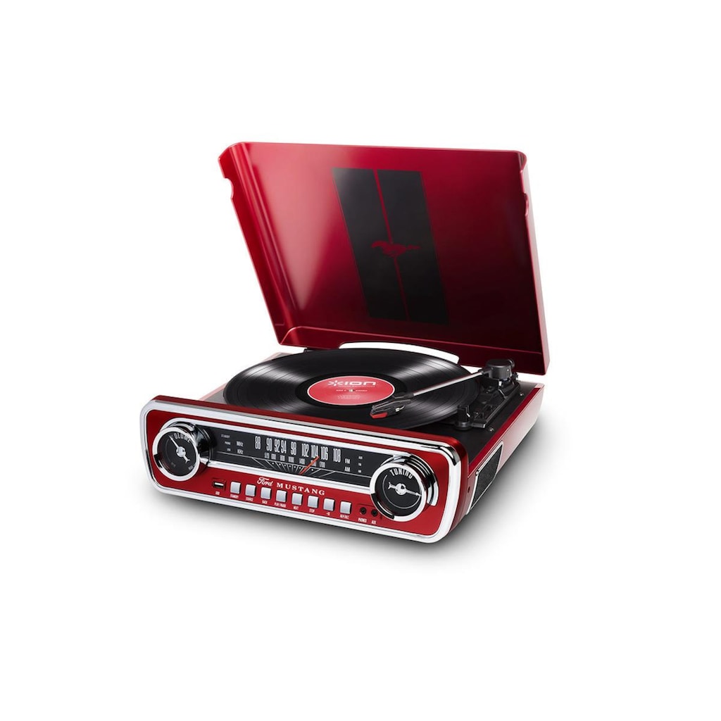 ION AUDIO Stereoanlage »Mustang LP Rot«, (AM-Tuner-FM-Tuner)