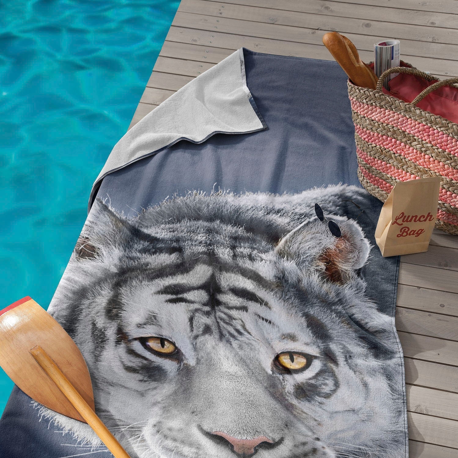 Jelmoli-Versand »Blaze«, shoppen | Strandtuch Aufdruck (1 Tiger mit online weissem St.), Seahorse