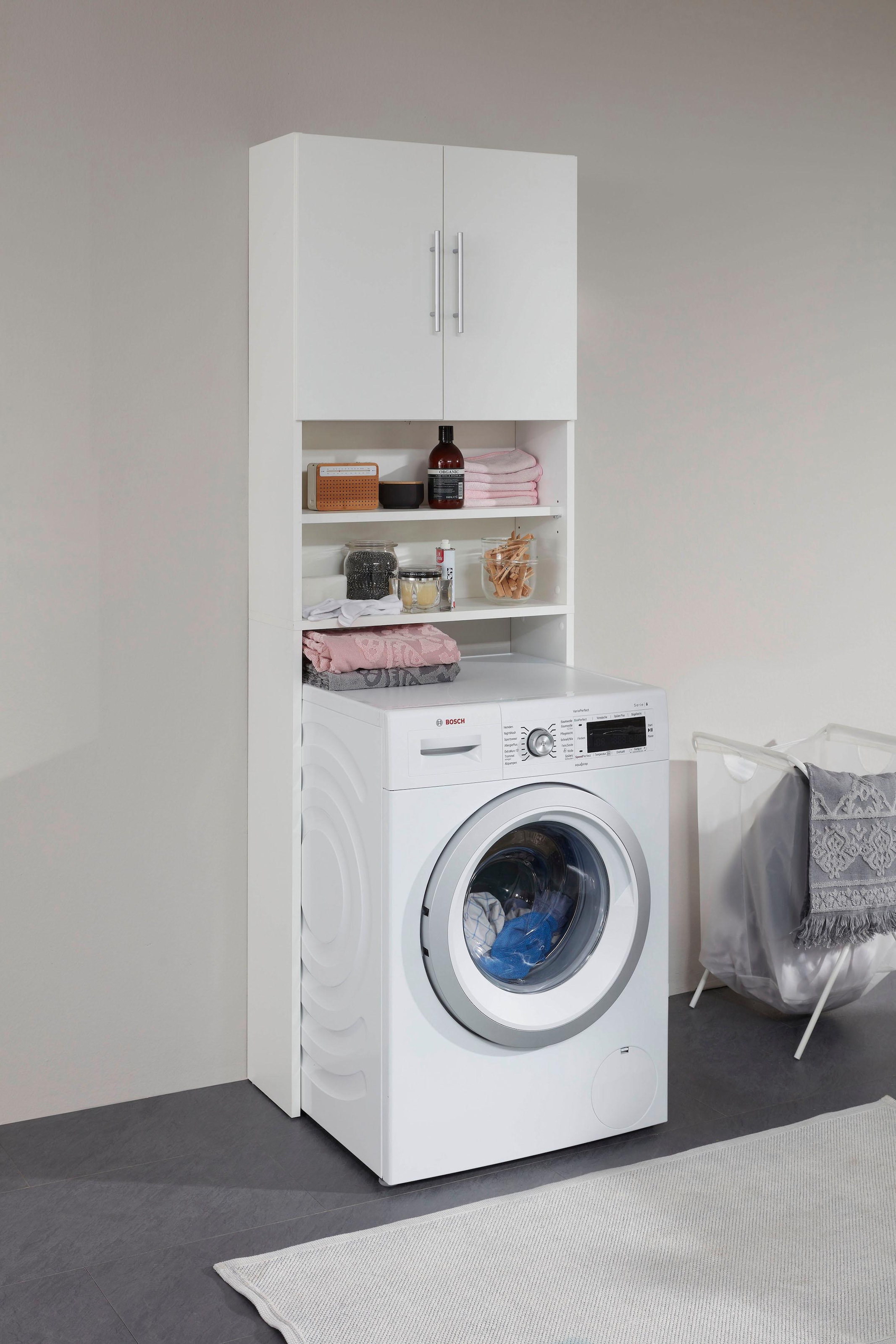 INOSIGN Waschmaschinenumbauschrank »Banta«, Waschmaschinenschrank im zeitlosen Weiss - Masse (B/T/H) 64/25/190 cm