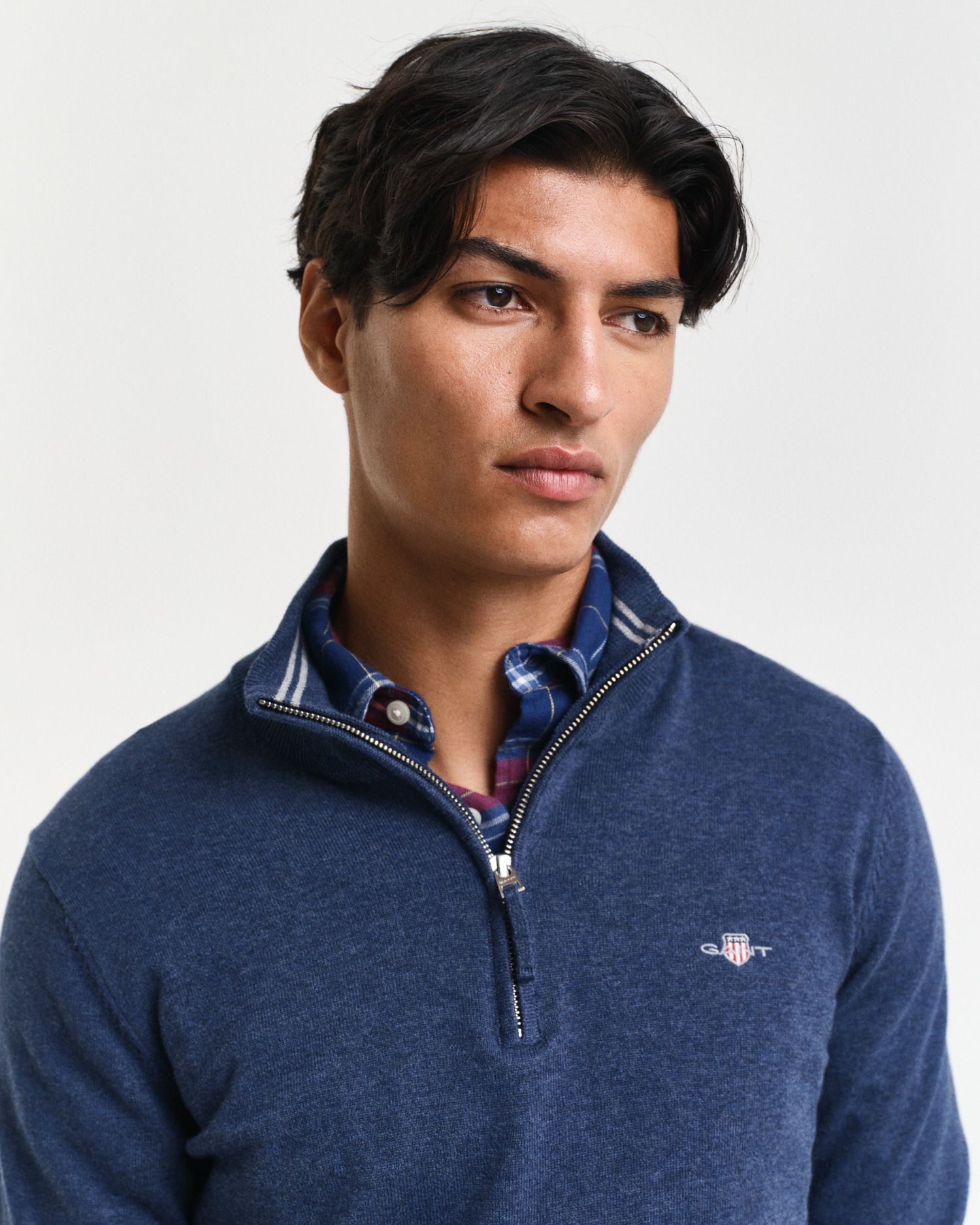 Gant Troyer »CLASSIC COTTON HALF ZIP«, mit gerippten Details