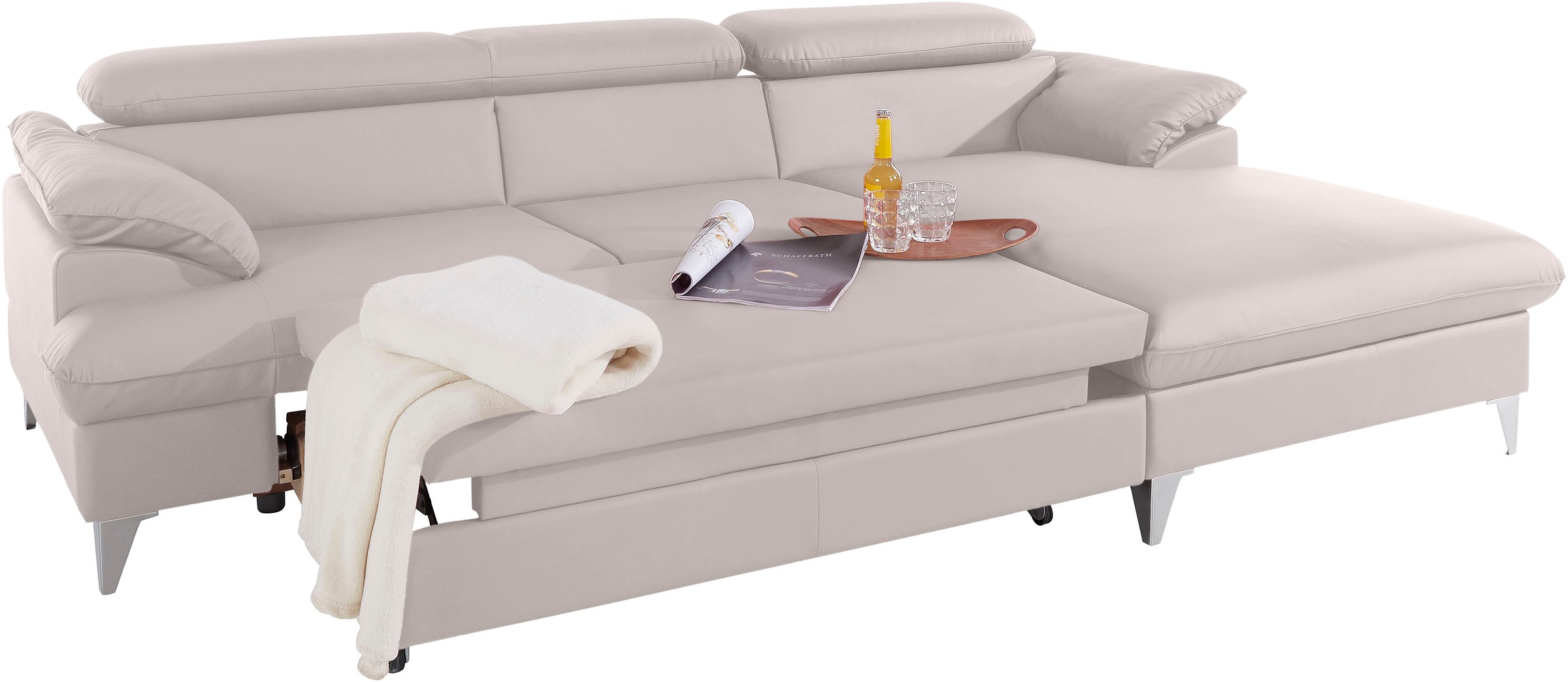 COTTA Ecksofa »Caluso L-Form«, inklusive Kopfteilverstellung, wahlweise mit Bettfunktion
