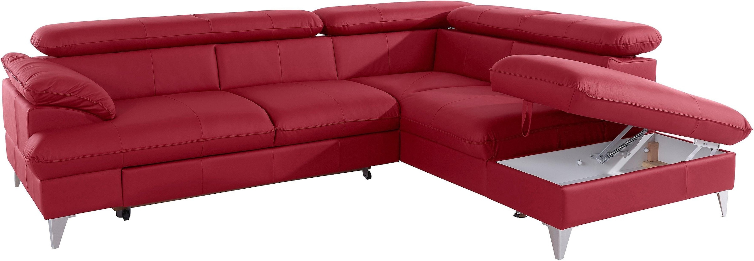 COTTA Polstergarnitur »Caluso L-Form«, Set bestehend aus: Ecksofa mit Kopfteilverstellung & Hocker
