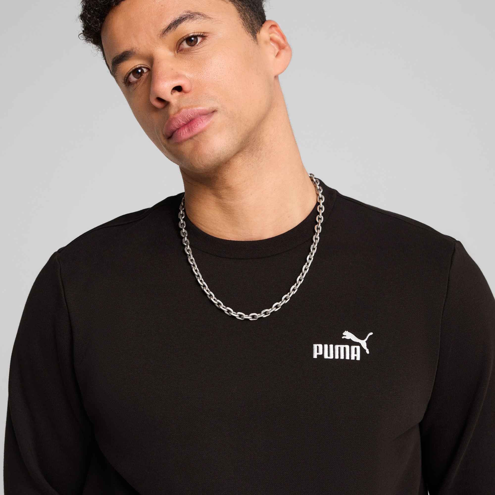 PUMA Langarmshirt »ESS SMALL NO. 1 LOGO CREW FL« Rundhalsausschnitt, aus Baumwollmischung