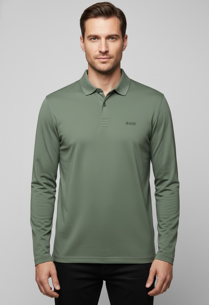 BOSS GREEN Langarm-Poloshirt »Pirol« Langarm, regular fit, Logo-Stickerei