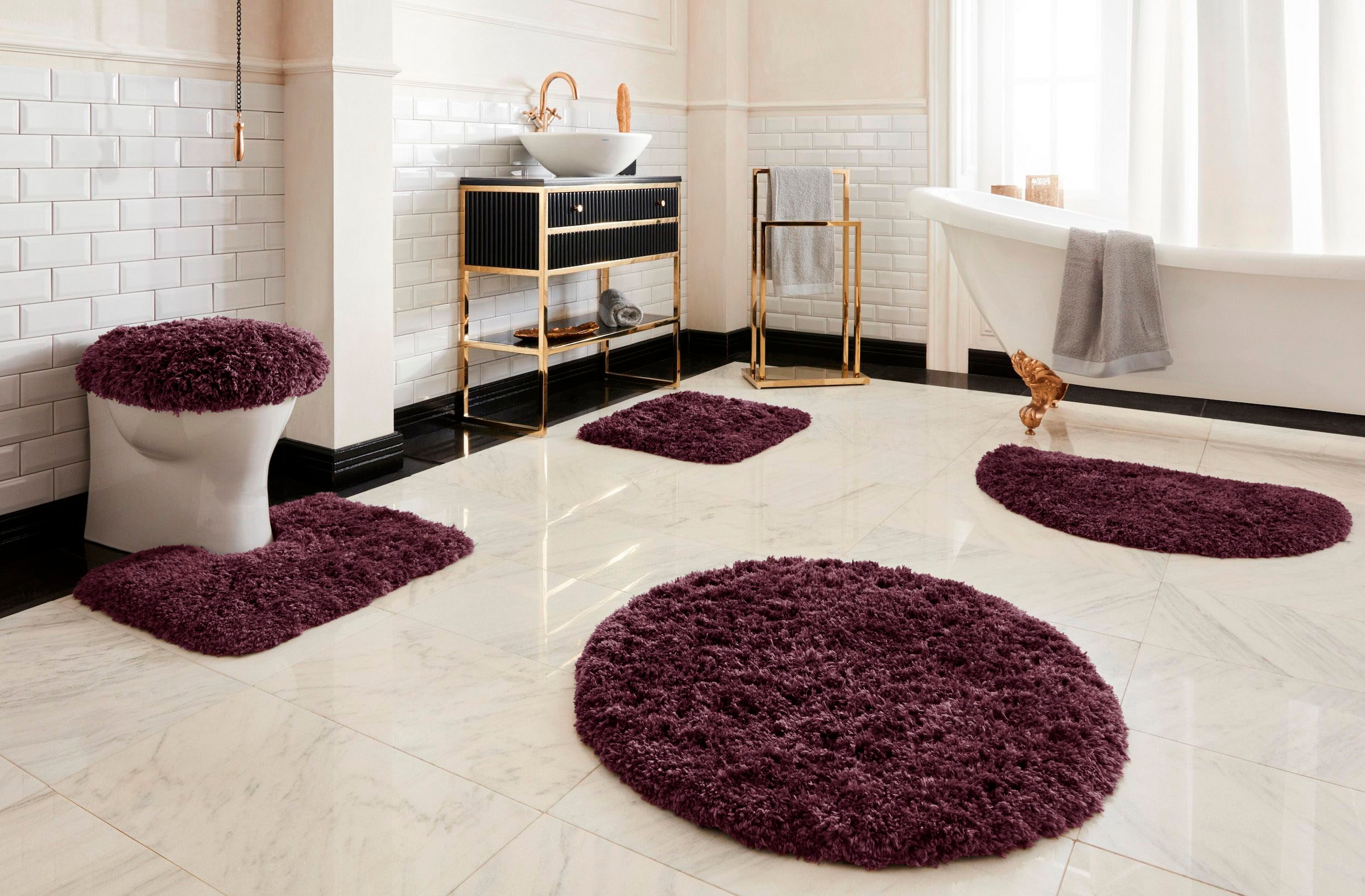 Guido Maria Kretschmer Home&Living Badematte »Micro exclusiv, Badvorleger, Badezimmer Teppich«, rutschhemmend beschichtet, strapazierfähig-schnell trocknend-fussbodenheizungsgeeignet, Badteppich, Badematten auch als 3 teiliges Set & rund erhältlich