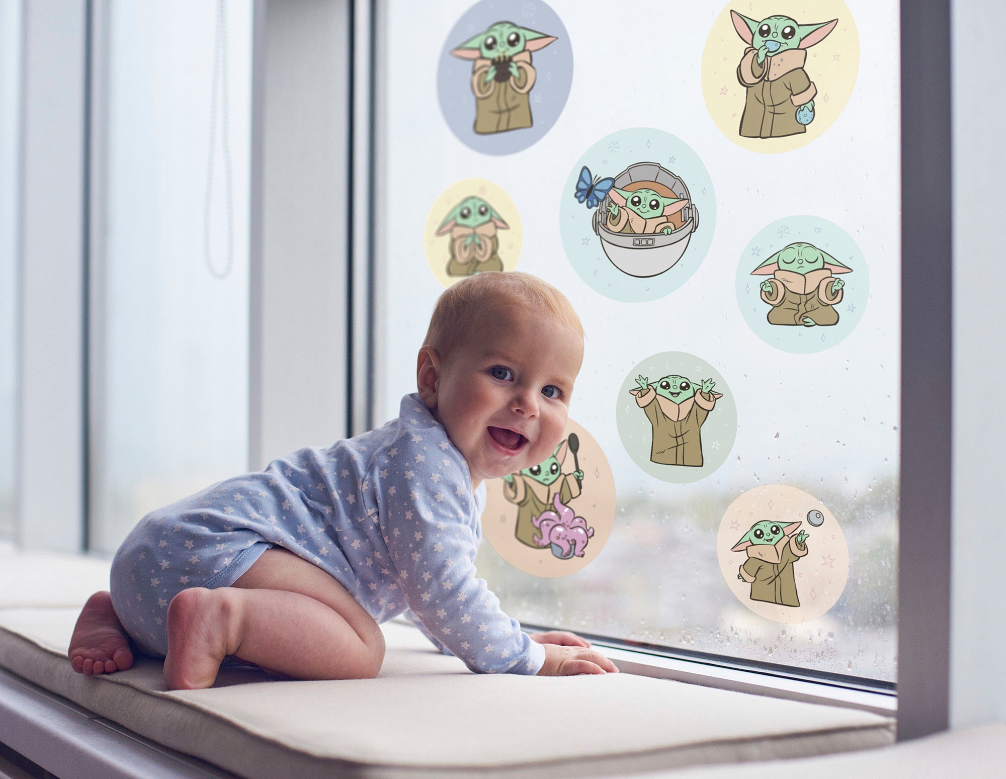 Komar Fensterdekoration »Fenstersticker - Grogu - Padawan Bubbles  - Grösse 30 x 30 cm, 2 Bogen«