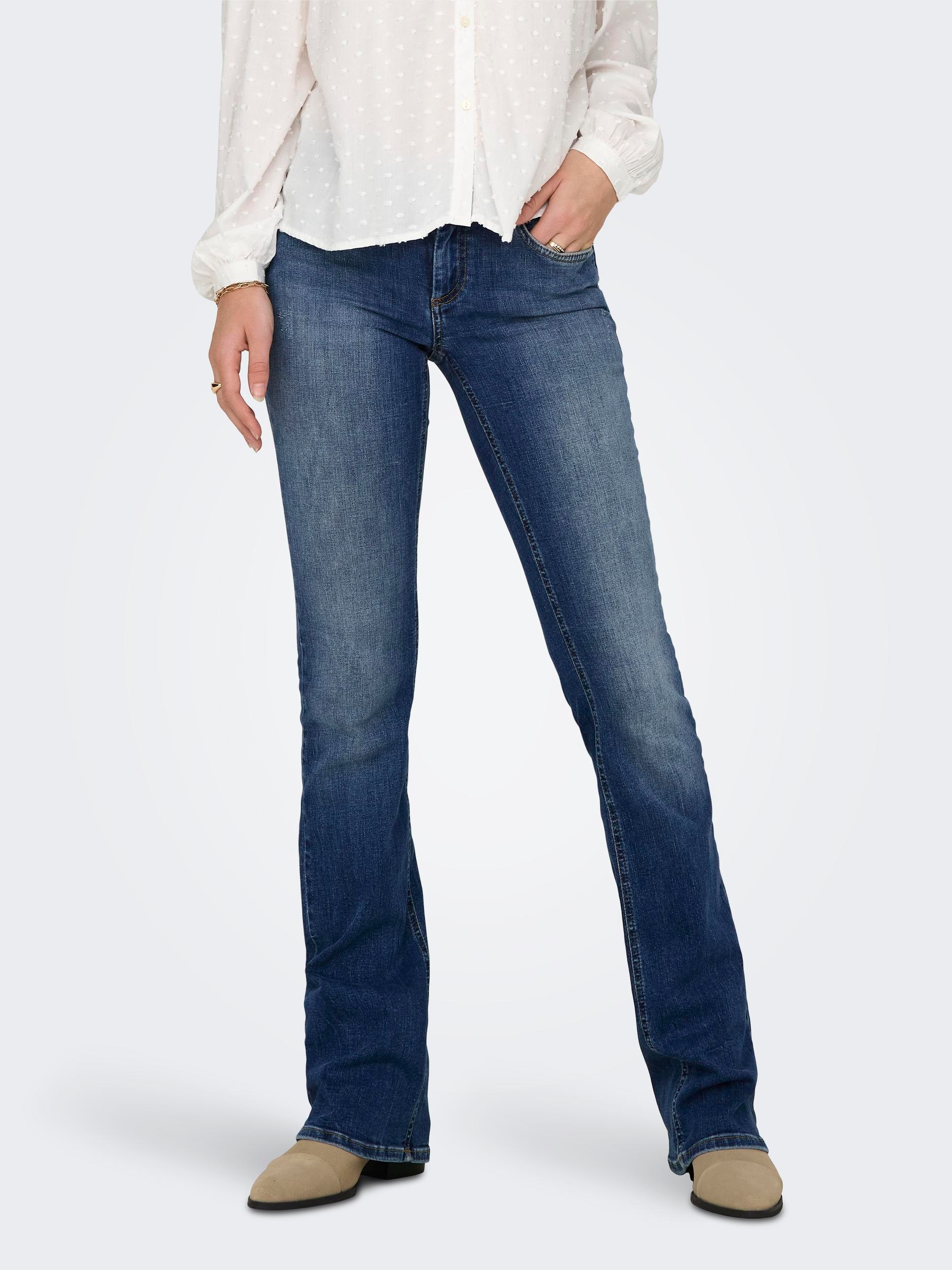 ONLY Bootcut-Jeans »ONLBLUSH – Bootcut-Jeans mit niedriger Leibhöhe und Stretch« bootcut fit, modisch, Denim, Baumwollmischung