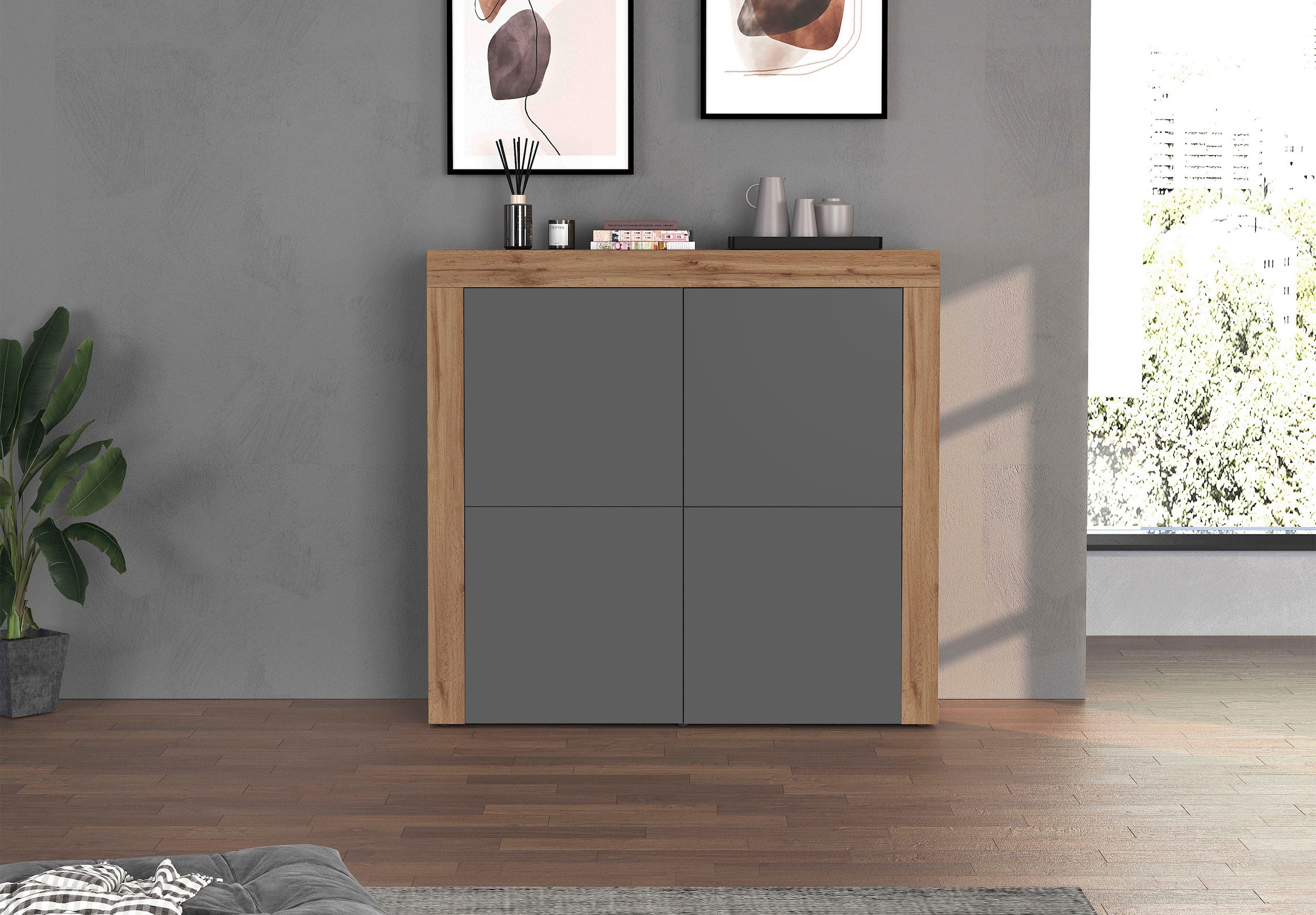 INOSIGN Highboard »CHRONOS Breite 140 cm mit 4 Türen und 8 Fächer 'Made in Italy'«, (1 St.), Hohes Sideboard, Kommode, Schrank, Grifflos mit Push to Open