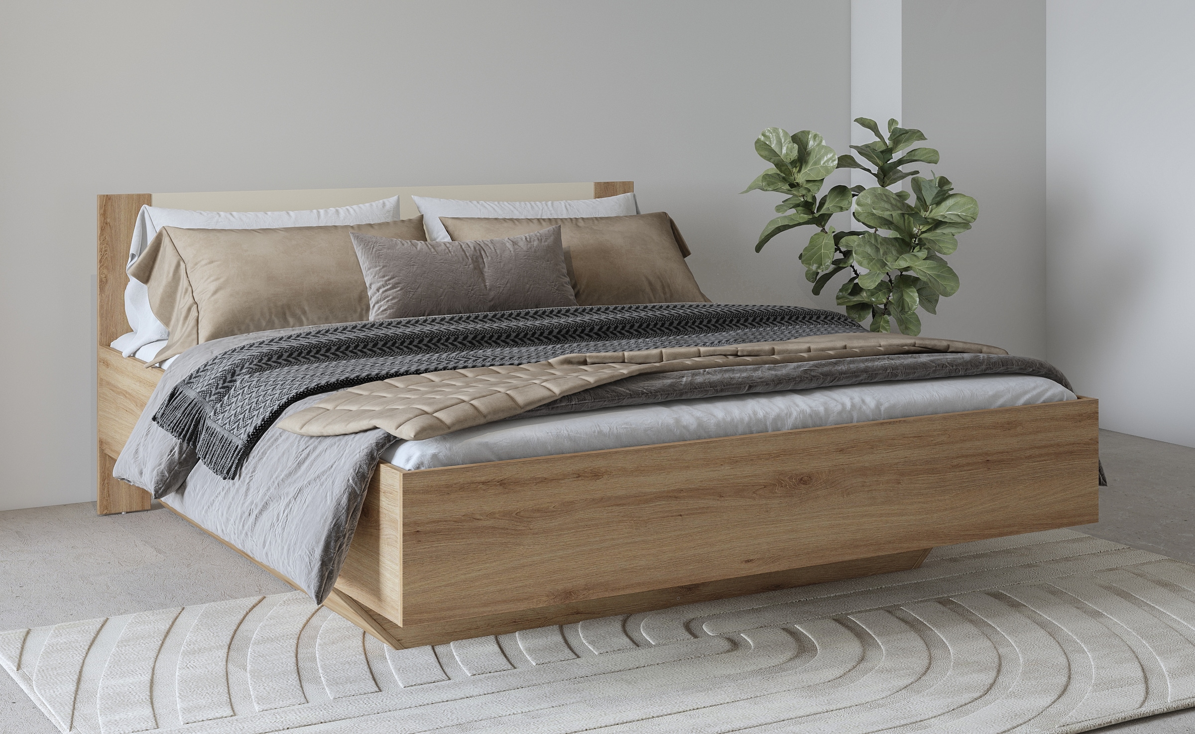 Home affaire Bettgestell »Bitry, Breite 160 bzw. 180 cm, moderner Bettrahmen«, Doppelbett in zwei...